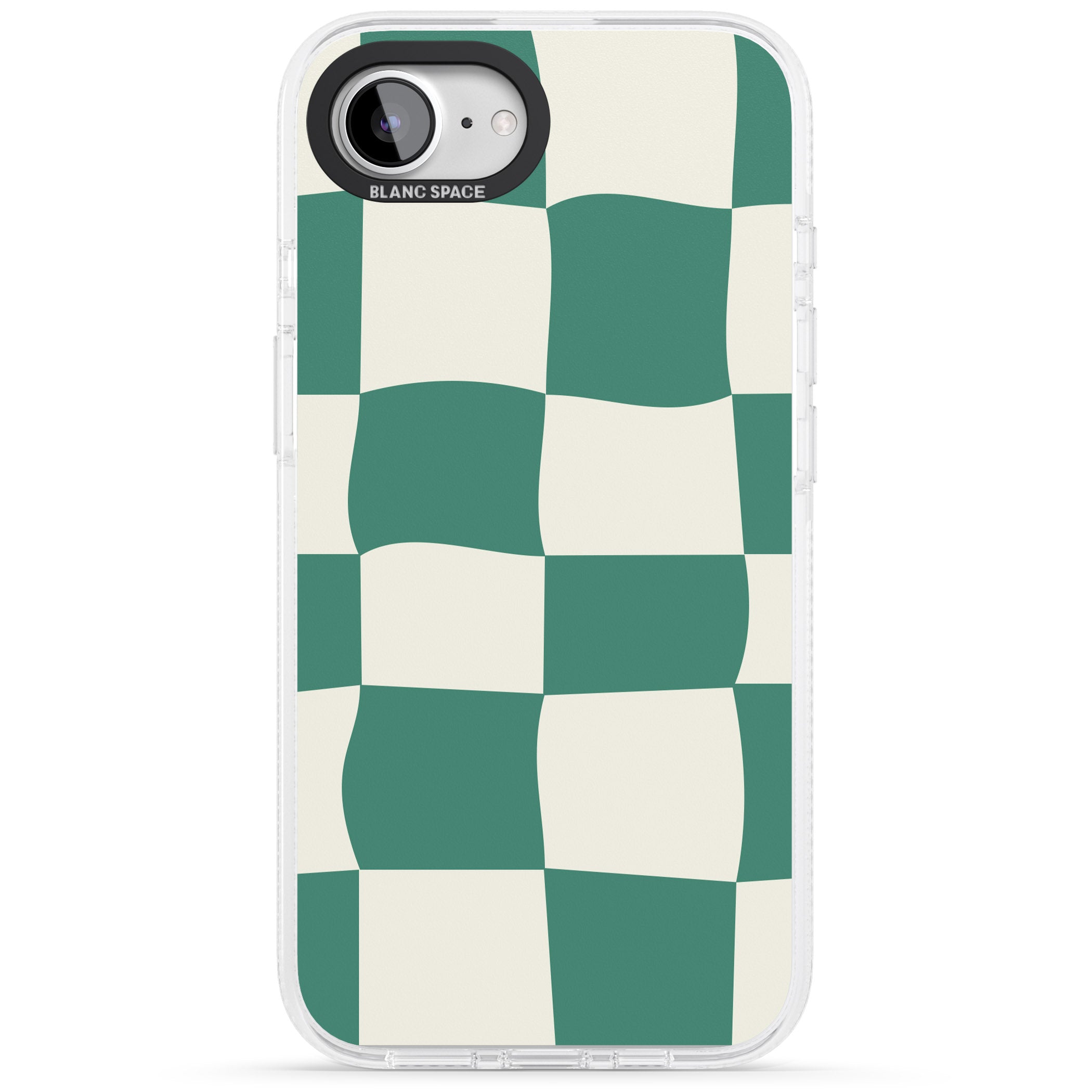 Green & Cream Wavy Check iPhone 16e Clear Case Impact Air - Blanc Space