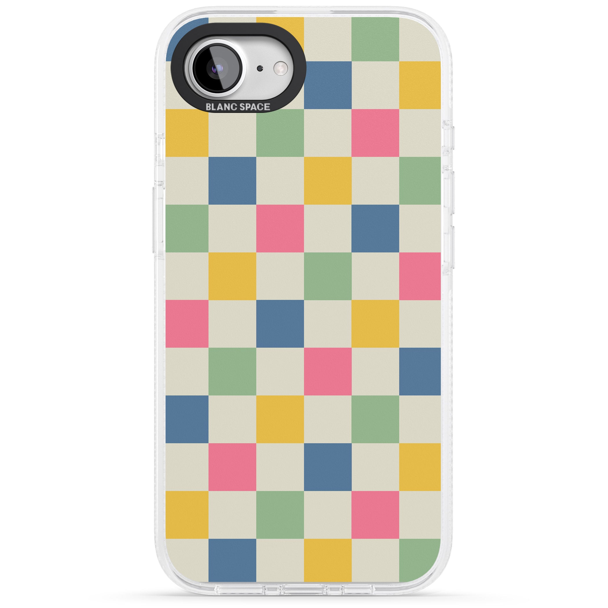 Pastel Multicolor Checkered iPhone 16e Clear Case Impact Air - Blanc Space
