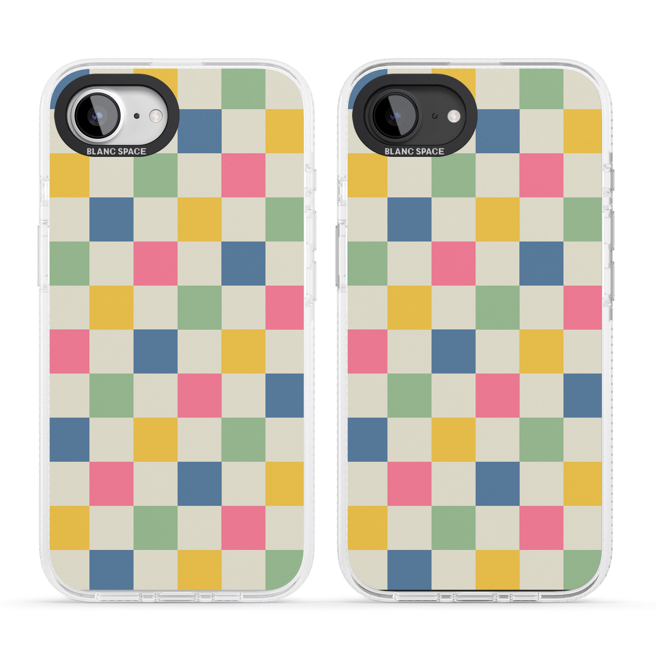 Pastel Multicolor Checkered iPhone 16e Clear Case Impact Air - Blanc Space