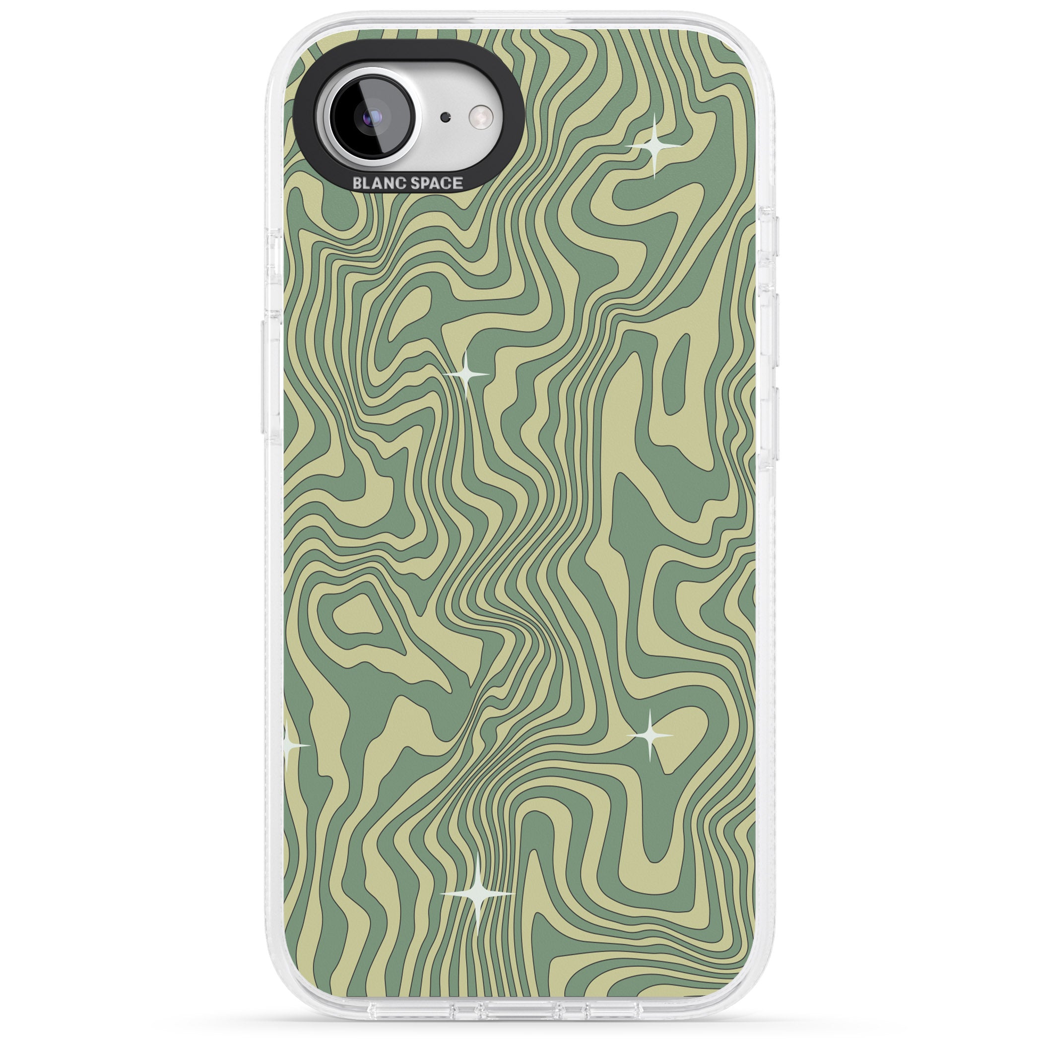 Green Abstract Wave iPhone 16e Clear Case Impact Air - Blanc Space