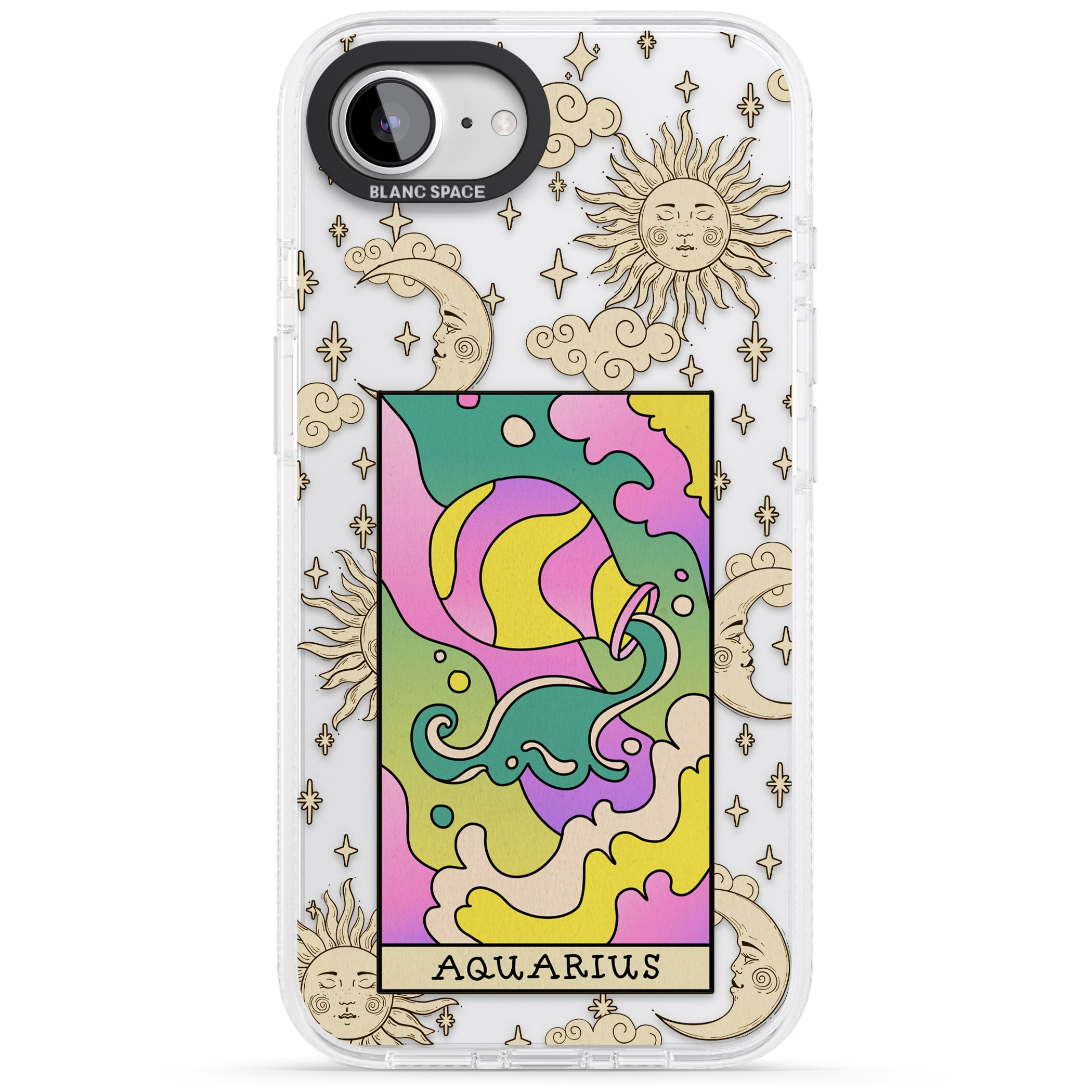 Celestial Zodiac - Aquarius iPhone 16e Clear Case Impact Air - Blanc Space