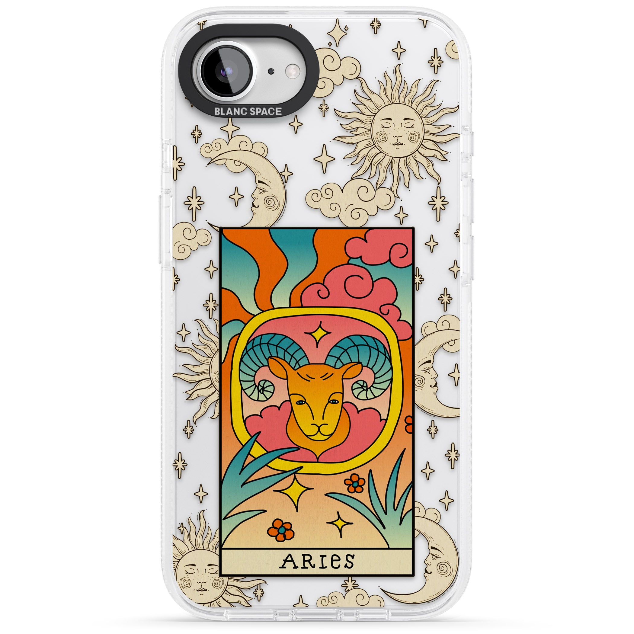 Celestial Zodiac - Aries iPhone 16e Clear Case Impact Air - Blanc Space