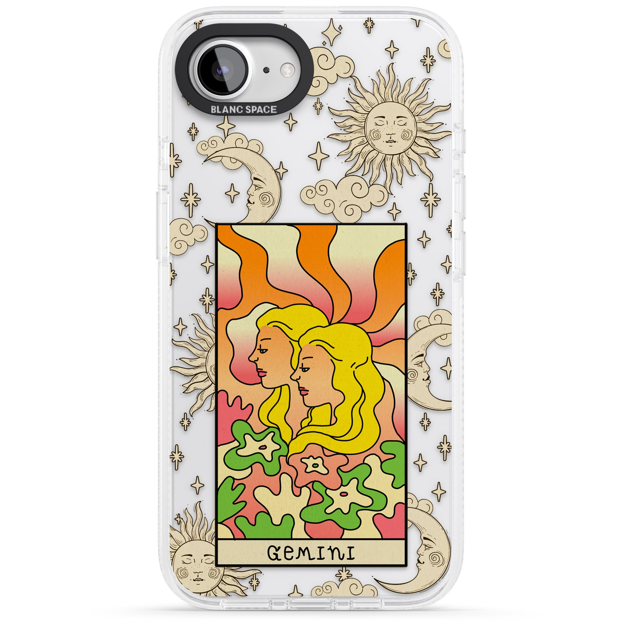 Celestial Zodiac - Gemini iPhone 16e Clear Case Impact Air - Blanc Space
