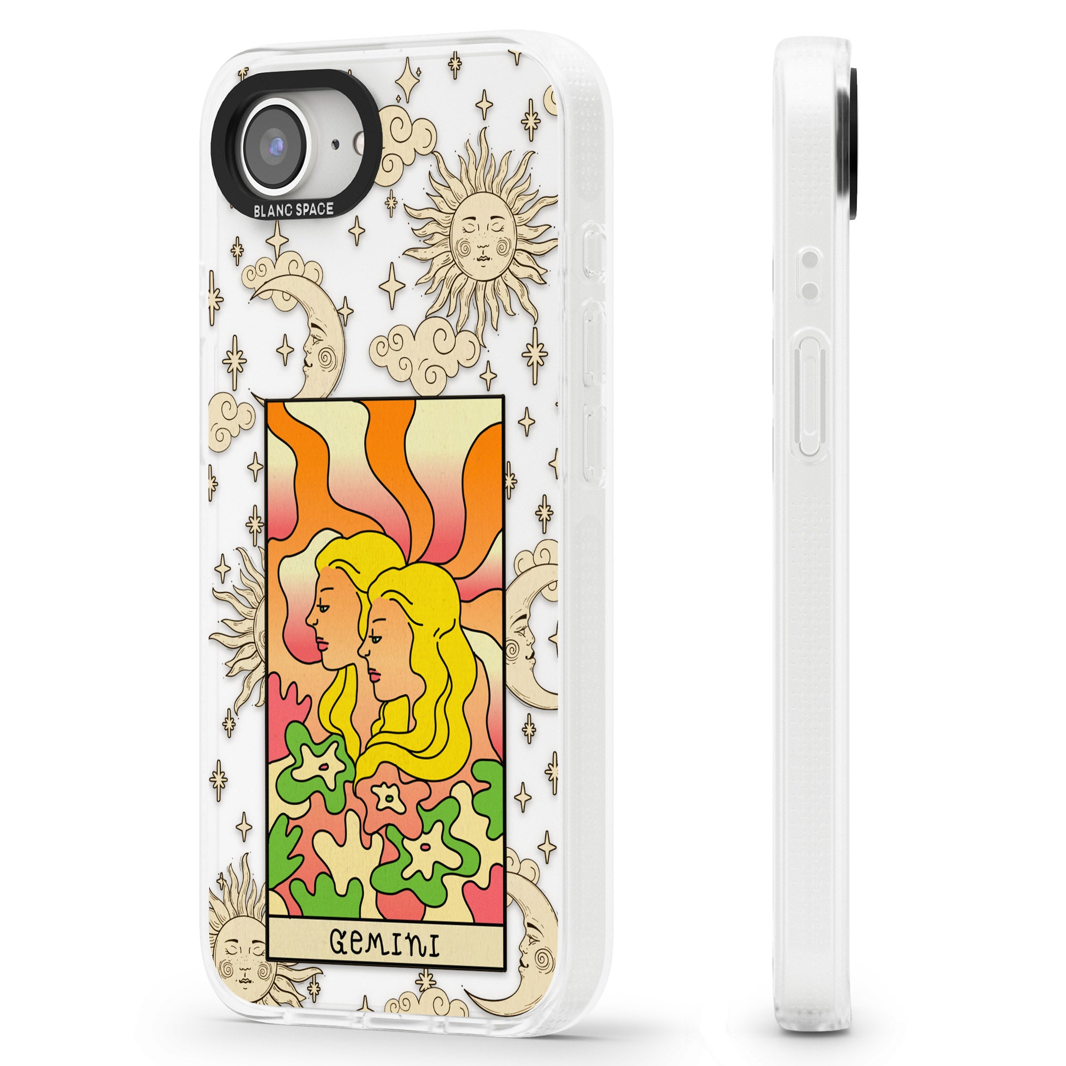 Celestial Zodiac - Gemini iPhone 16e Clear Case Impact Air - Blanc Space