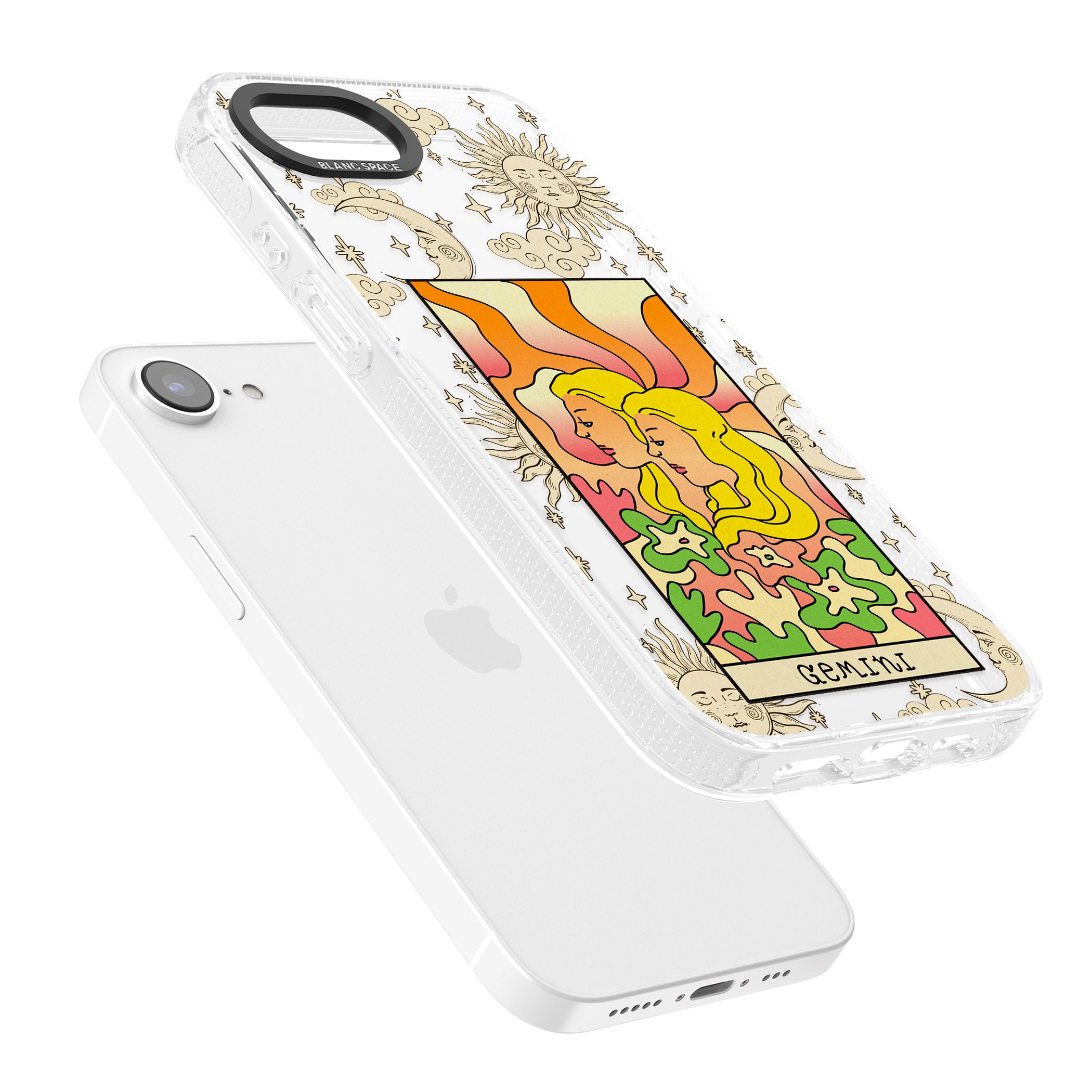 Celestial Zodiac - Gemini iPhone 16e Clear Case Impact Air - Blanc Space