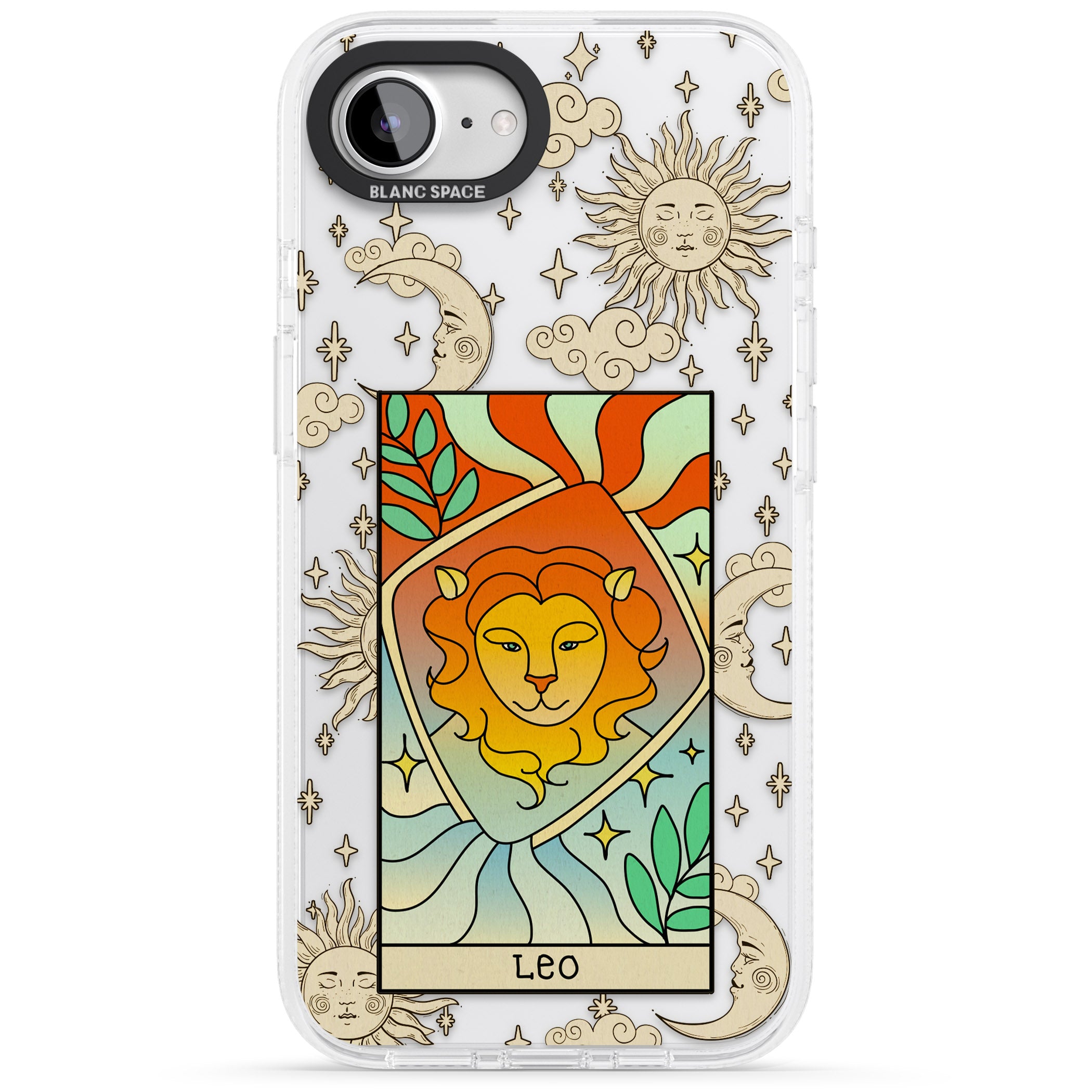Celestial Zodiac - Leo iPhone 16e Clear Case Impact Air - Blanc Space