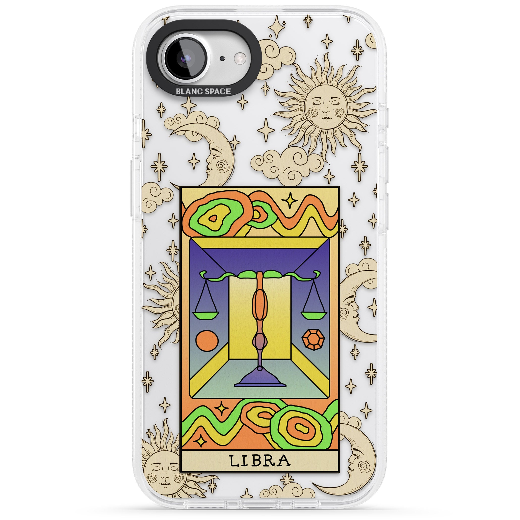 Celestial Zodiac - Libra iPhone 16e Clear Case Impact Air - Blanc Space