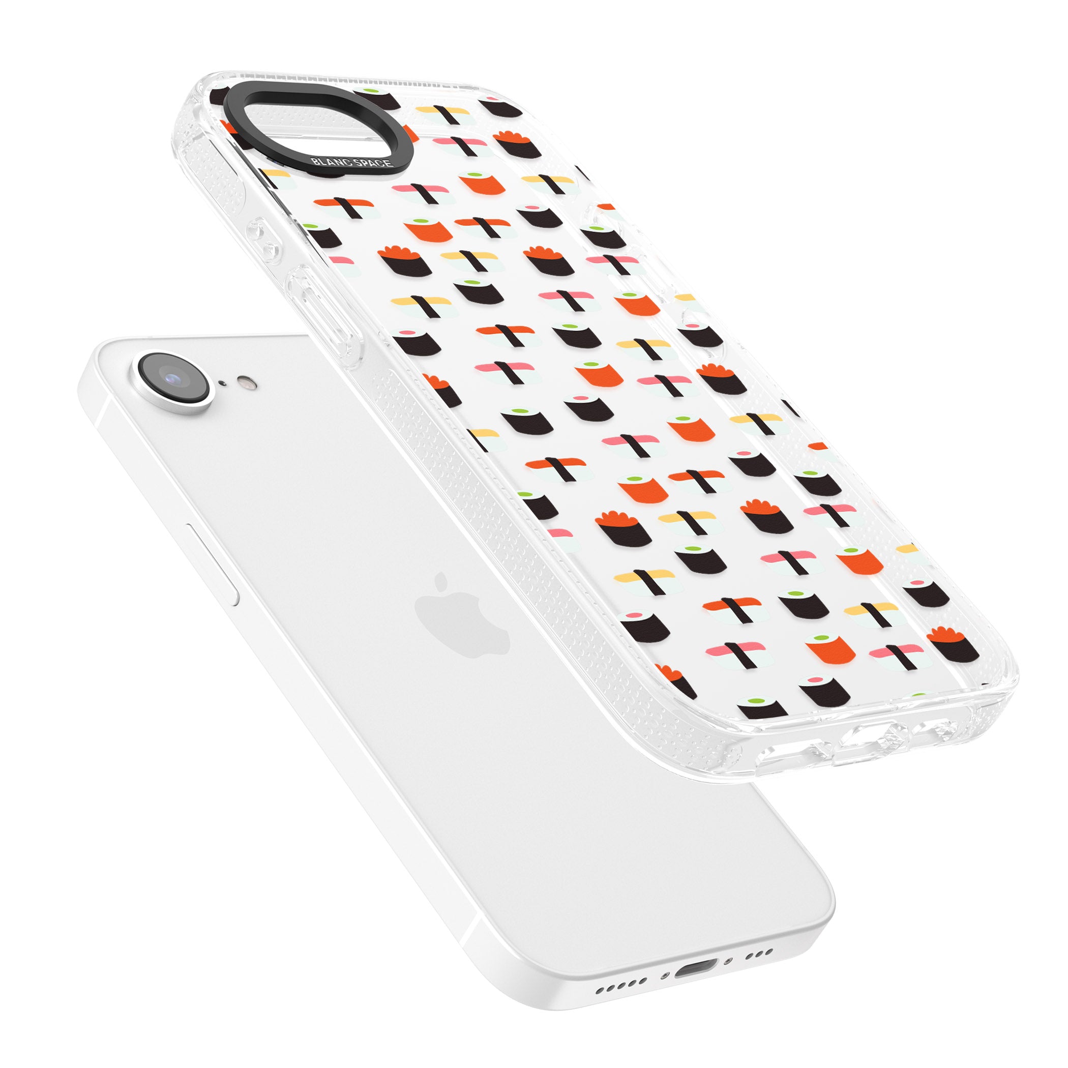 Minimalist Sushi Pattern iPhone 16e Clear Case Impact Air - Blanc Space