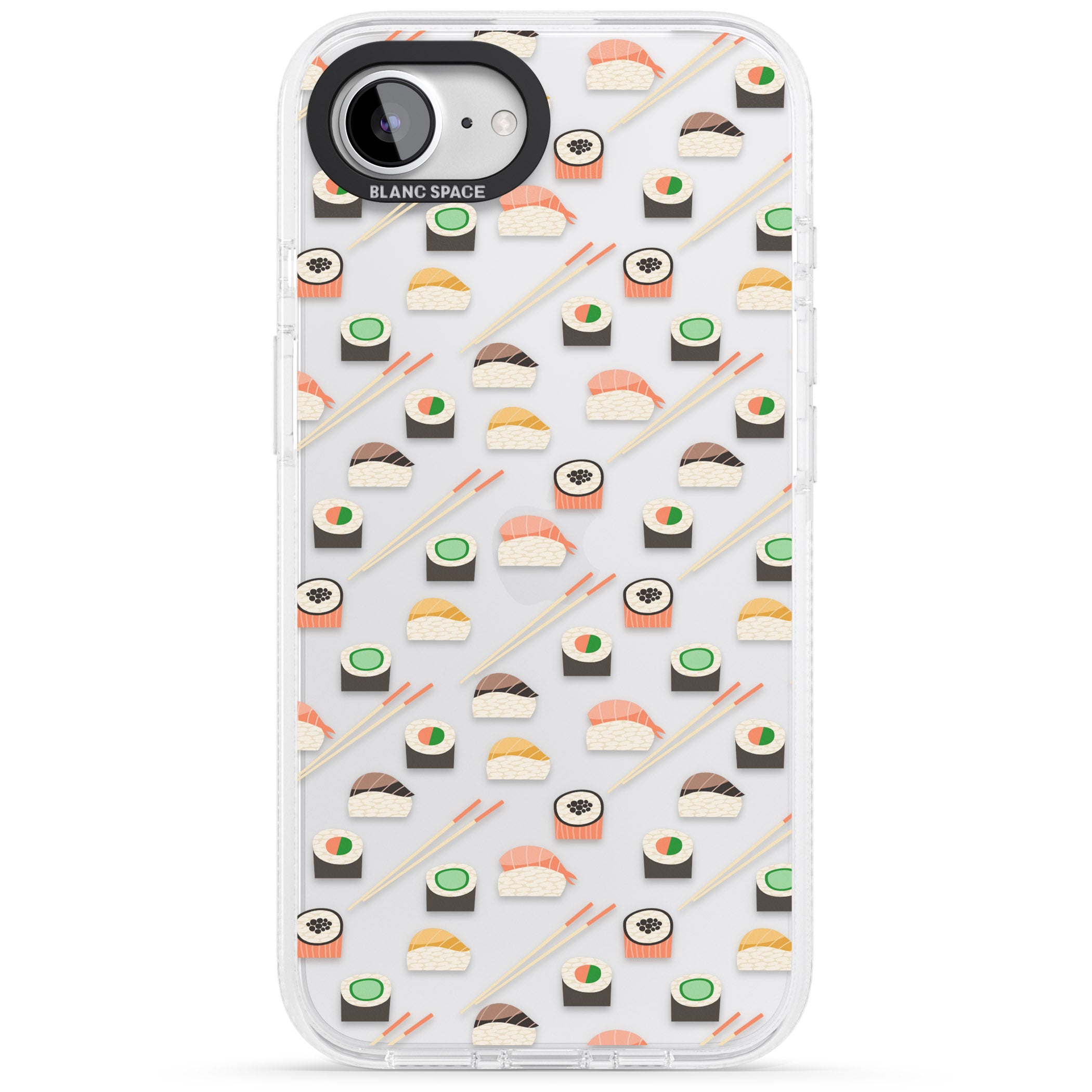 Sushi & Chopsticks Pattern iPhone 16e Clear Case Impact Air - Blanc Space