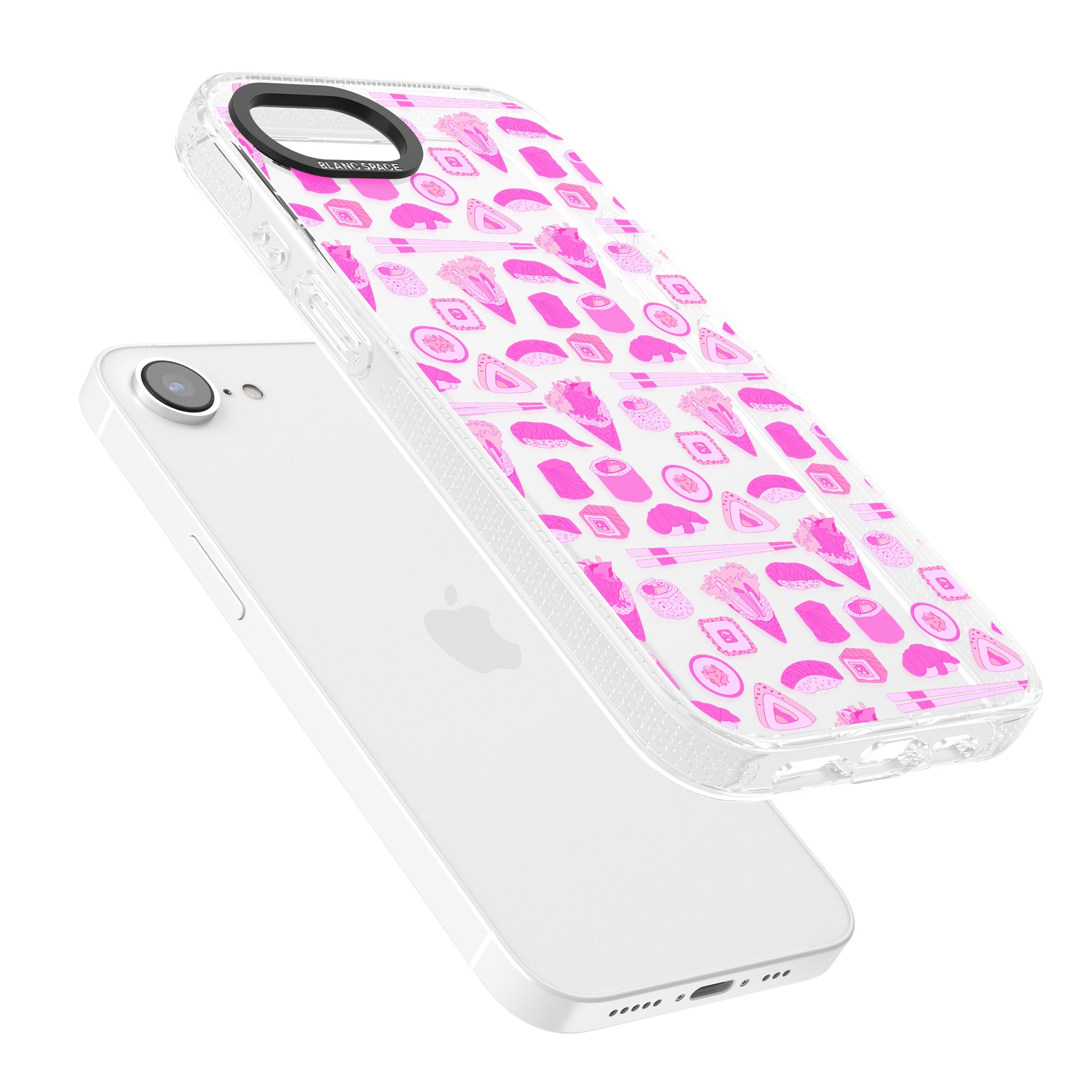 Bright Pink Sushi Pattern iPhone 16e Clear Case Impact Air - Blanc Space