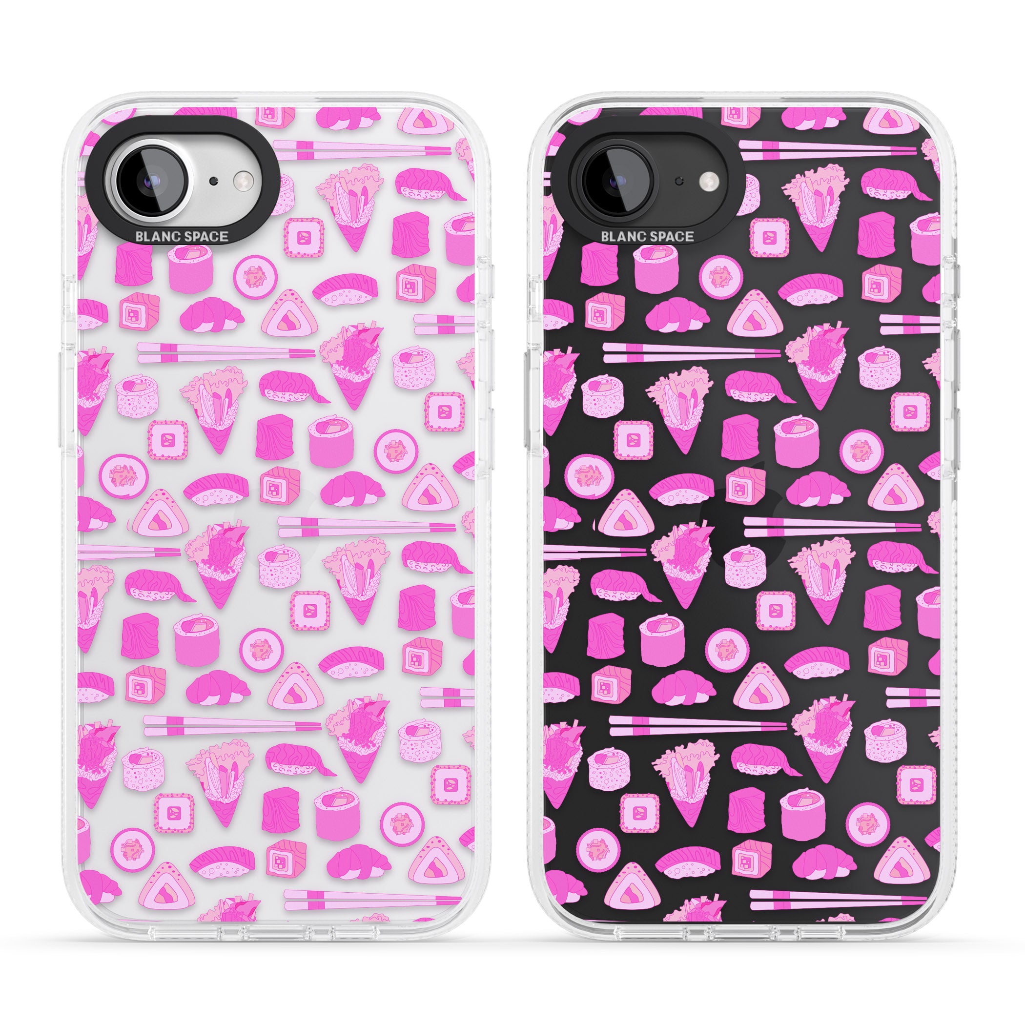 Bright Pink Sushi Pattern iPhone 16e Clear Case Impact Air - Blanc Space