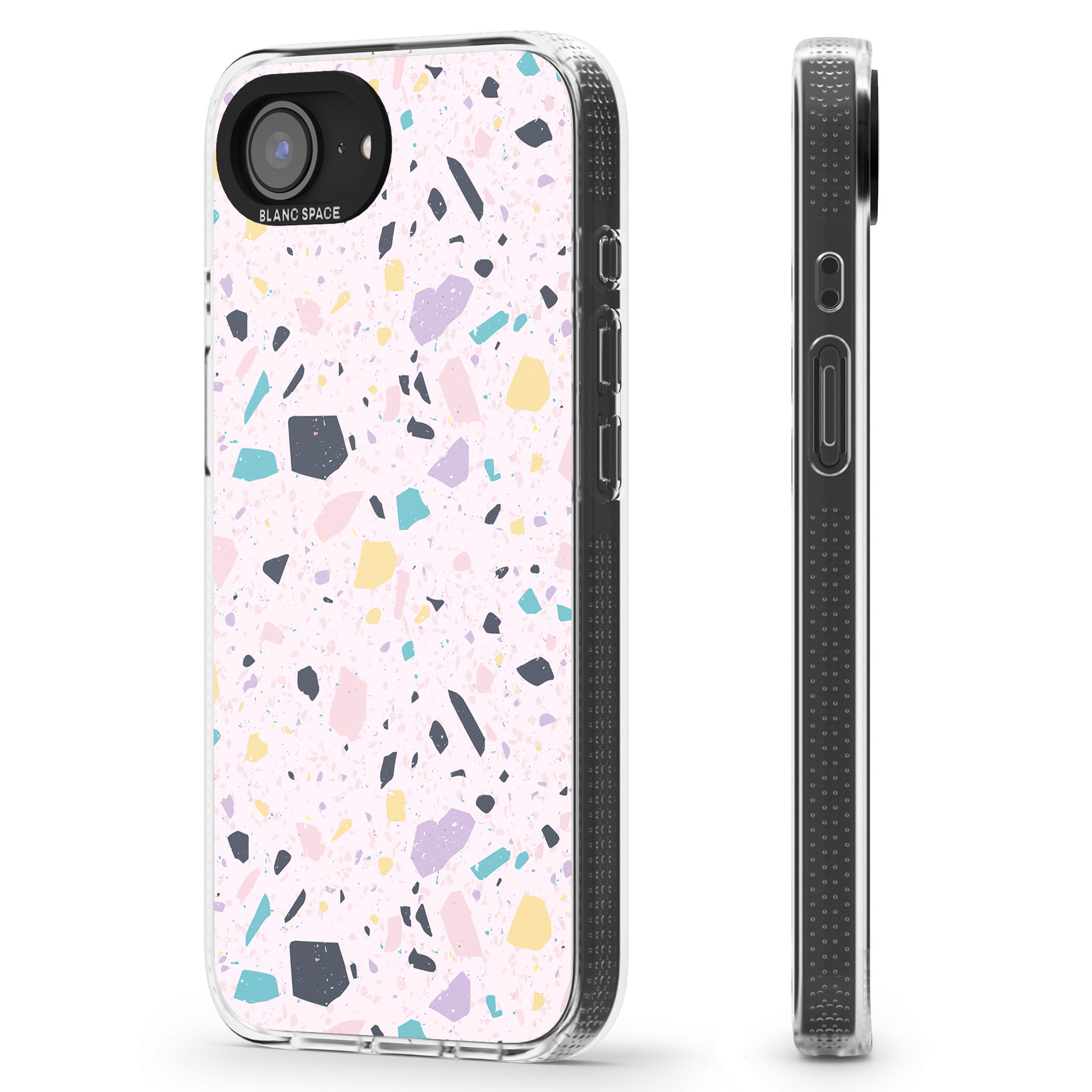 Pink, Purple & Turquoise Terrazzo Pattern iPhone 16e Clear Case Impact Air - Blanc Space