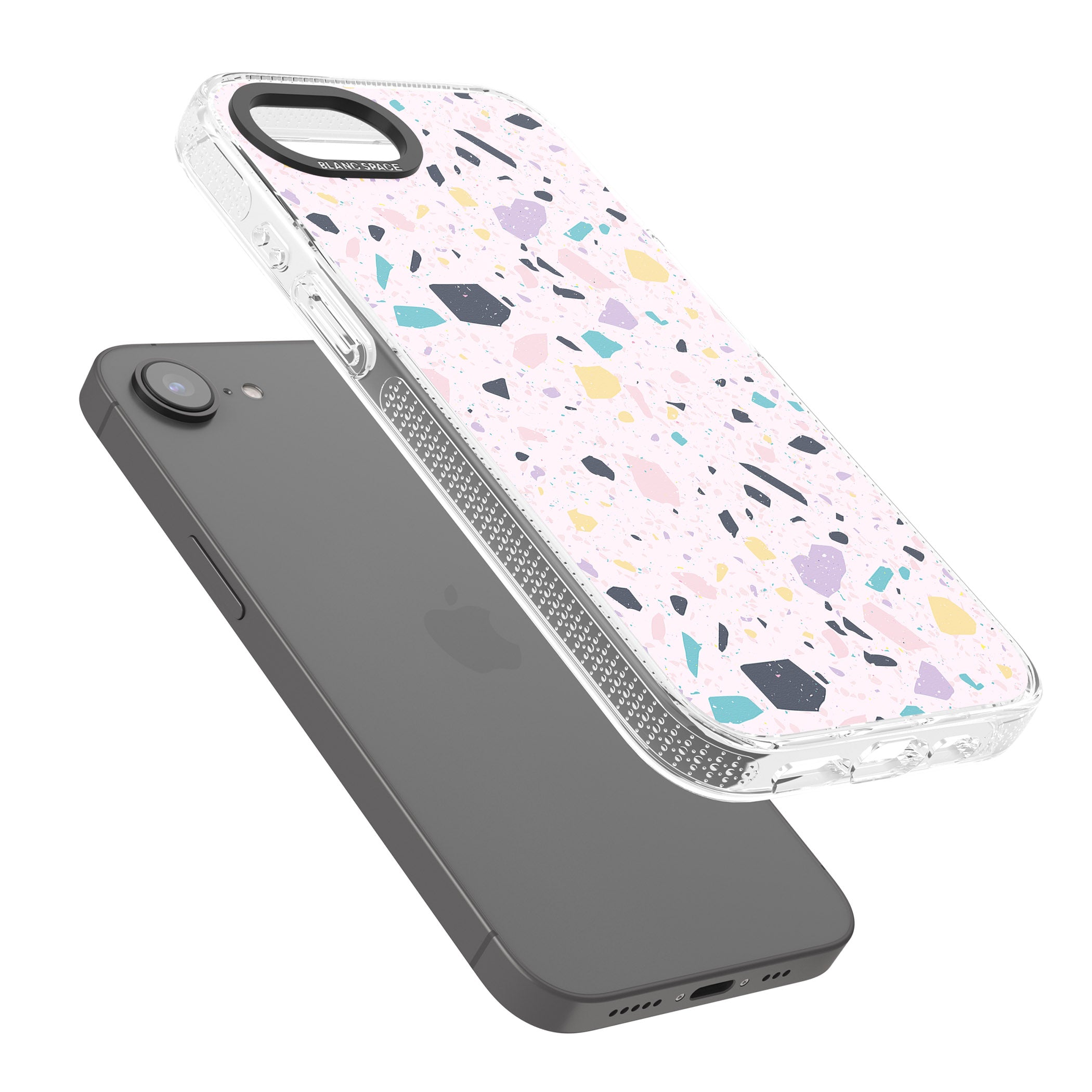 Pink, Purple & Turquoise Terrazzo Pattern iPhone 16e Clear Case Impact Air - Blanc Space