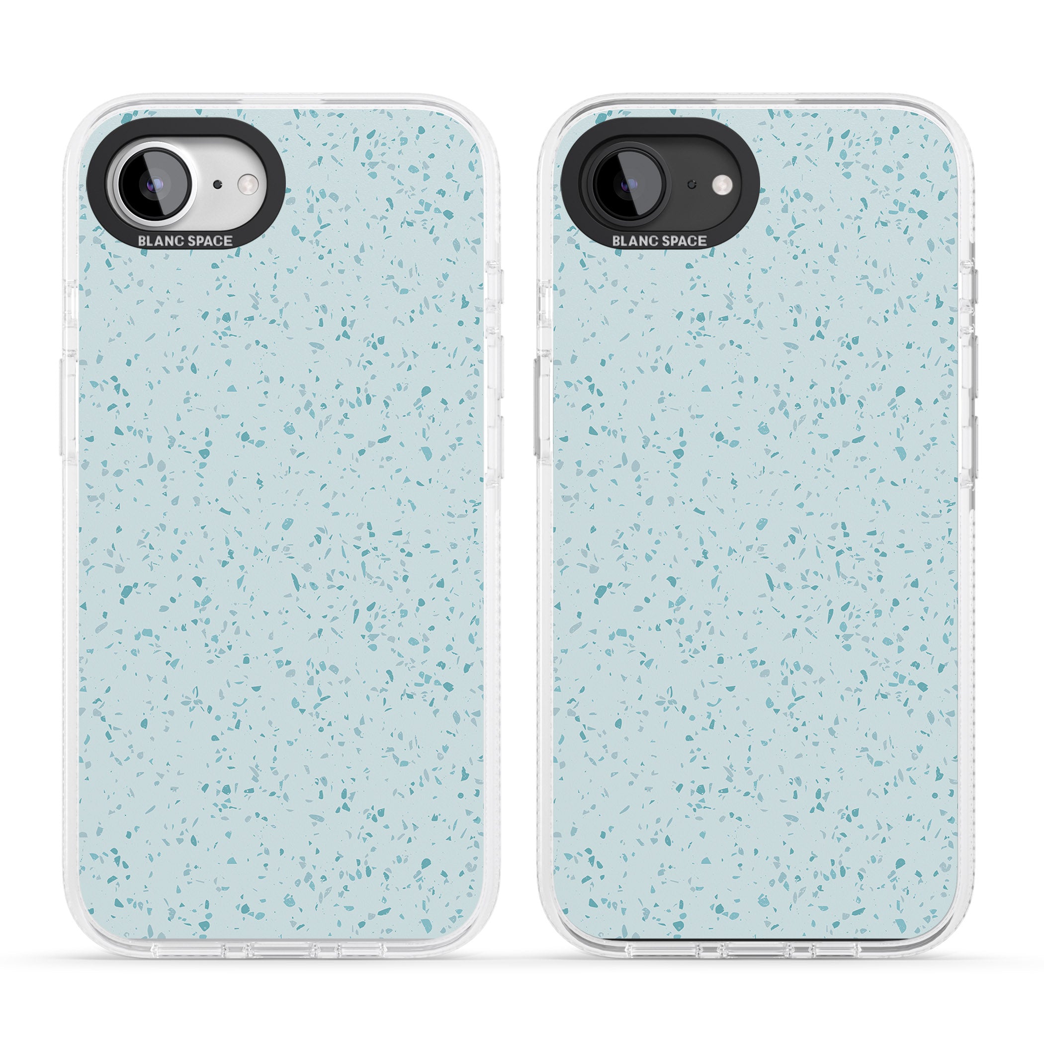 Light Blue Terrazzo Pattern iPhone 16e Clear Case Impact Air - Blanc Space
