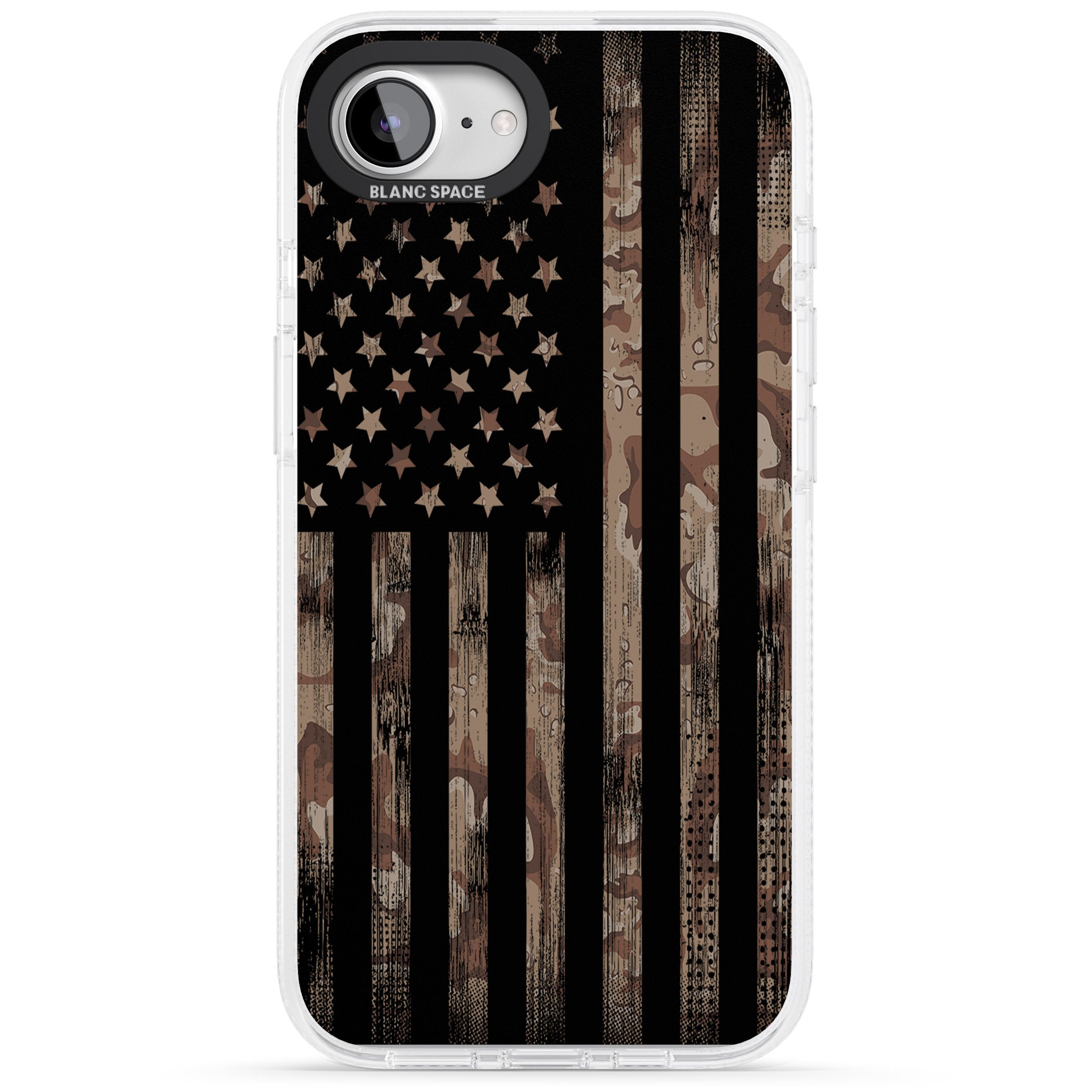American Flag Camo iPhone 16e Clear Case Impact Air - Blanc Space