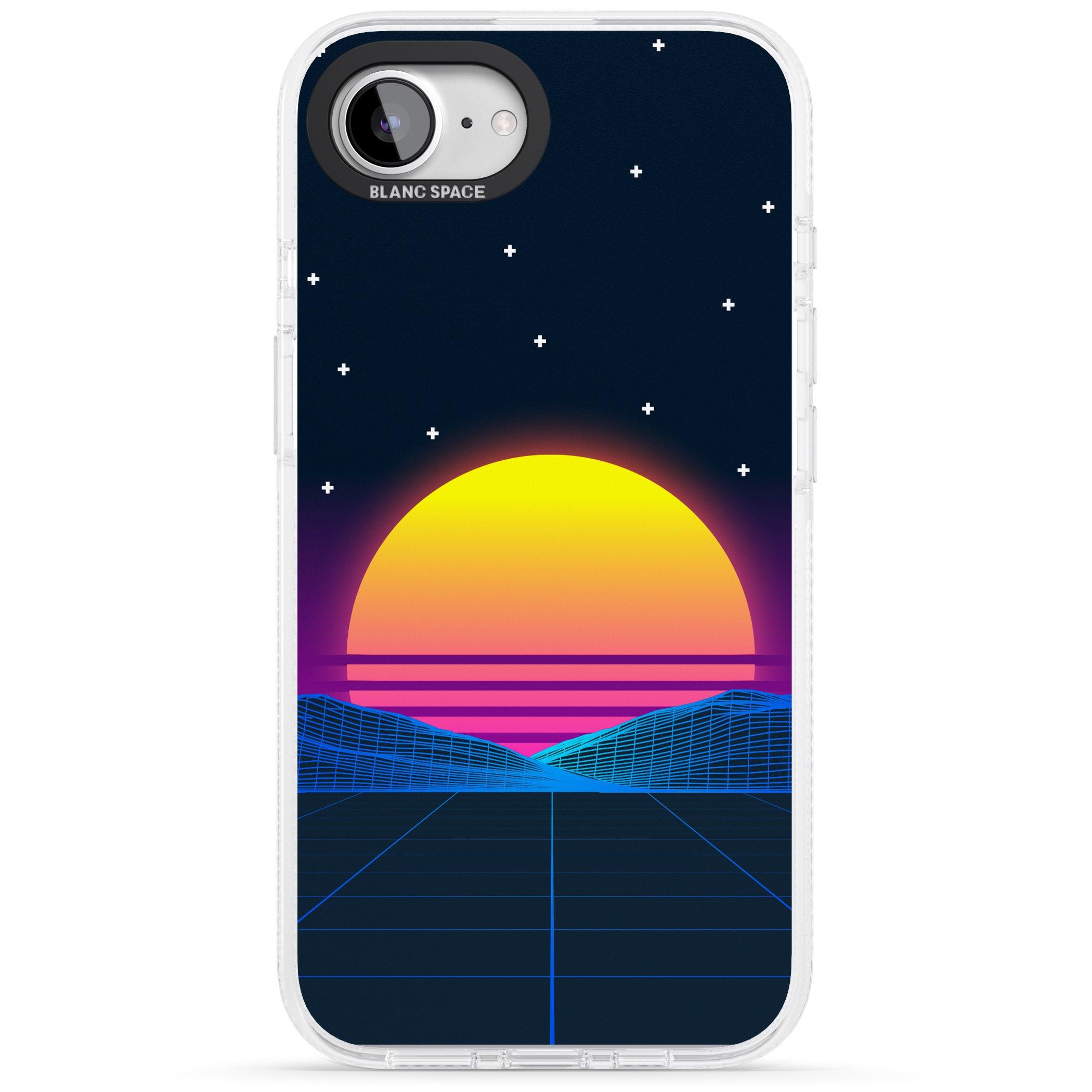 Retro Sunset Vaporwave iPhone 16e Clear Case Impact Air - Blanc Space