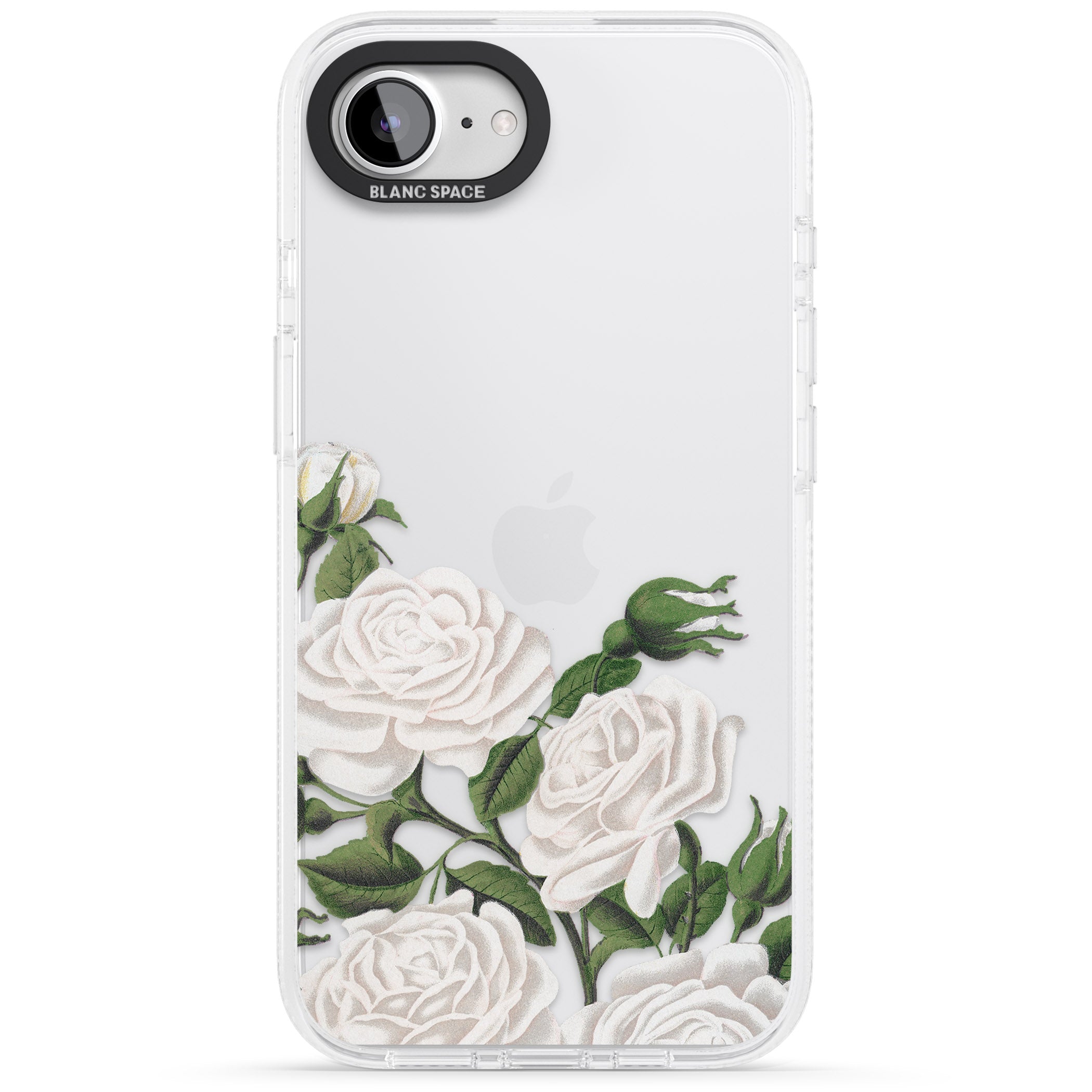 White Vintage Painted Flowers iPhone 16e Clear Case Impact Air - Blanc Space