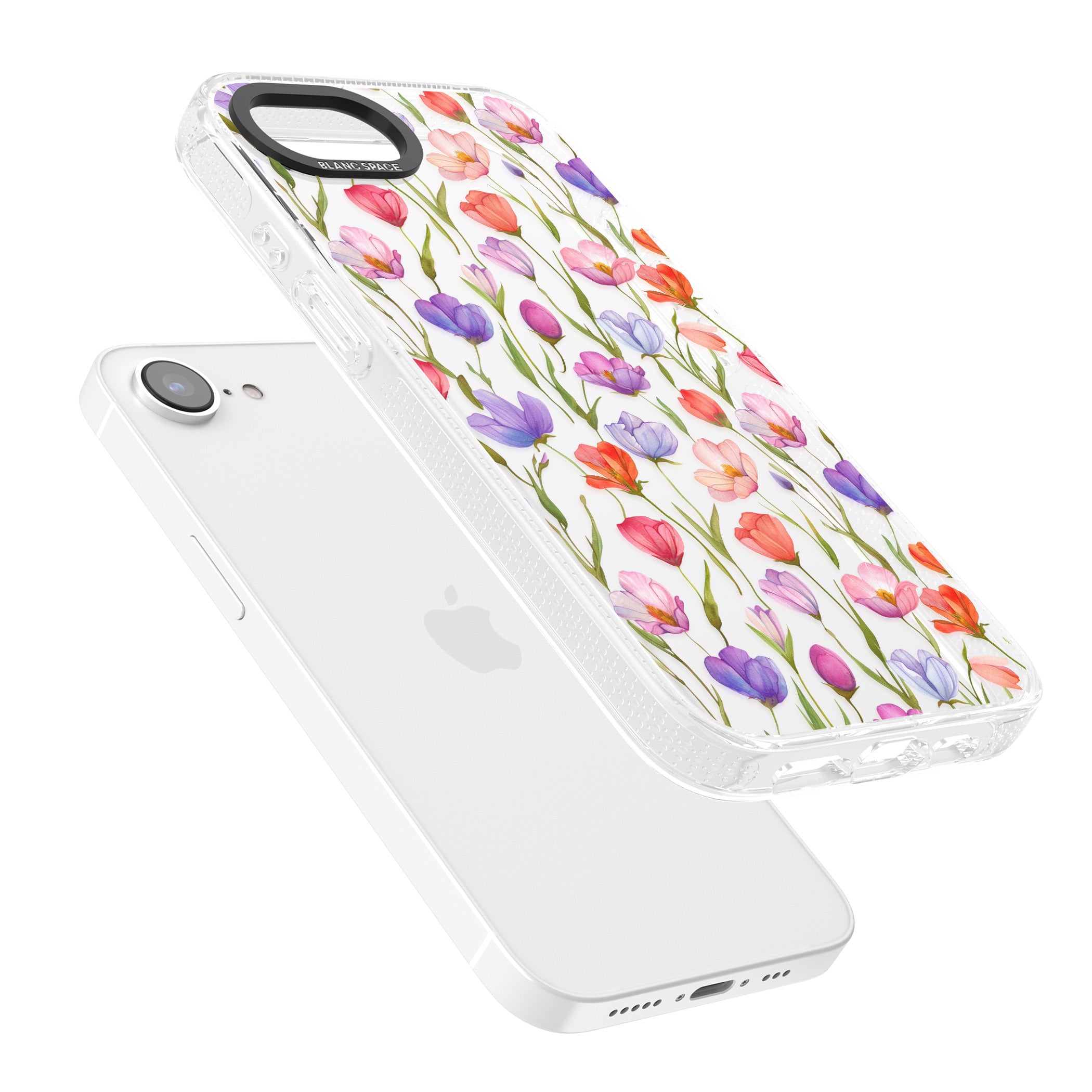 Red, Pink & Purple Flowers iPhone 16e Clear Case Impact Air - Blanc Space