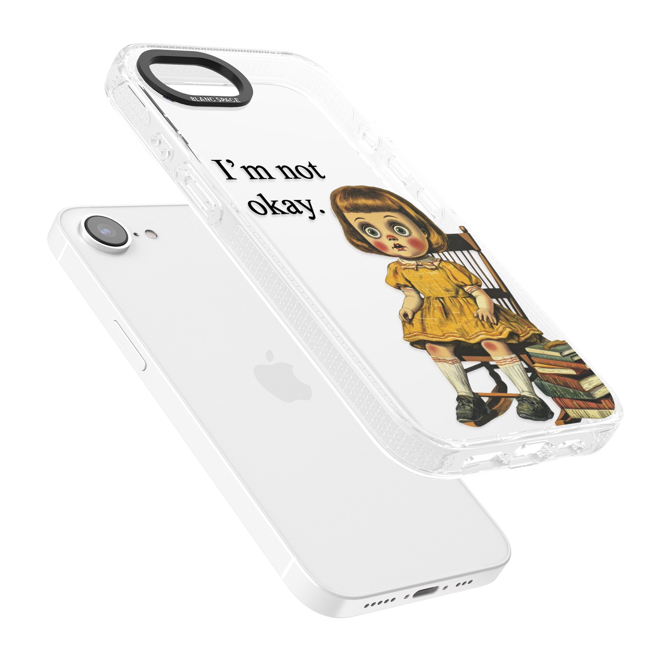 I'm Not Okay iPhone 16e Clear Case Impact Air - Blanc Space