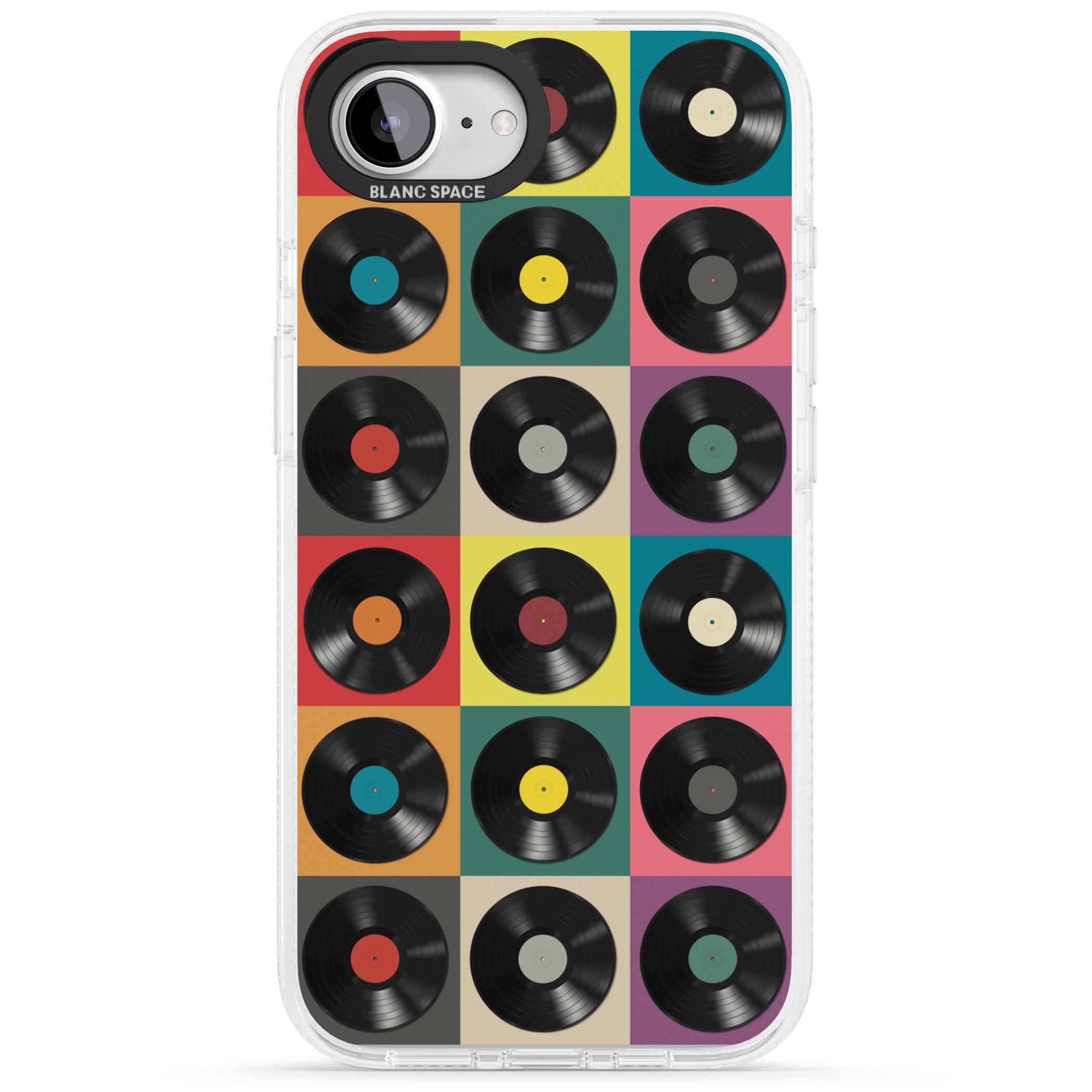 Vinyl Record Pattern iPhone 16e Clear Case Impact Air - Blanc Space