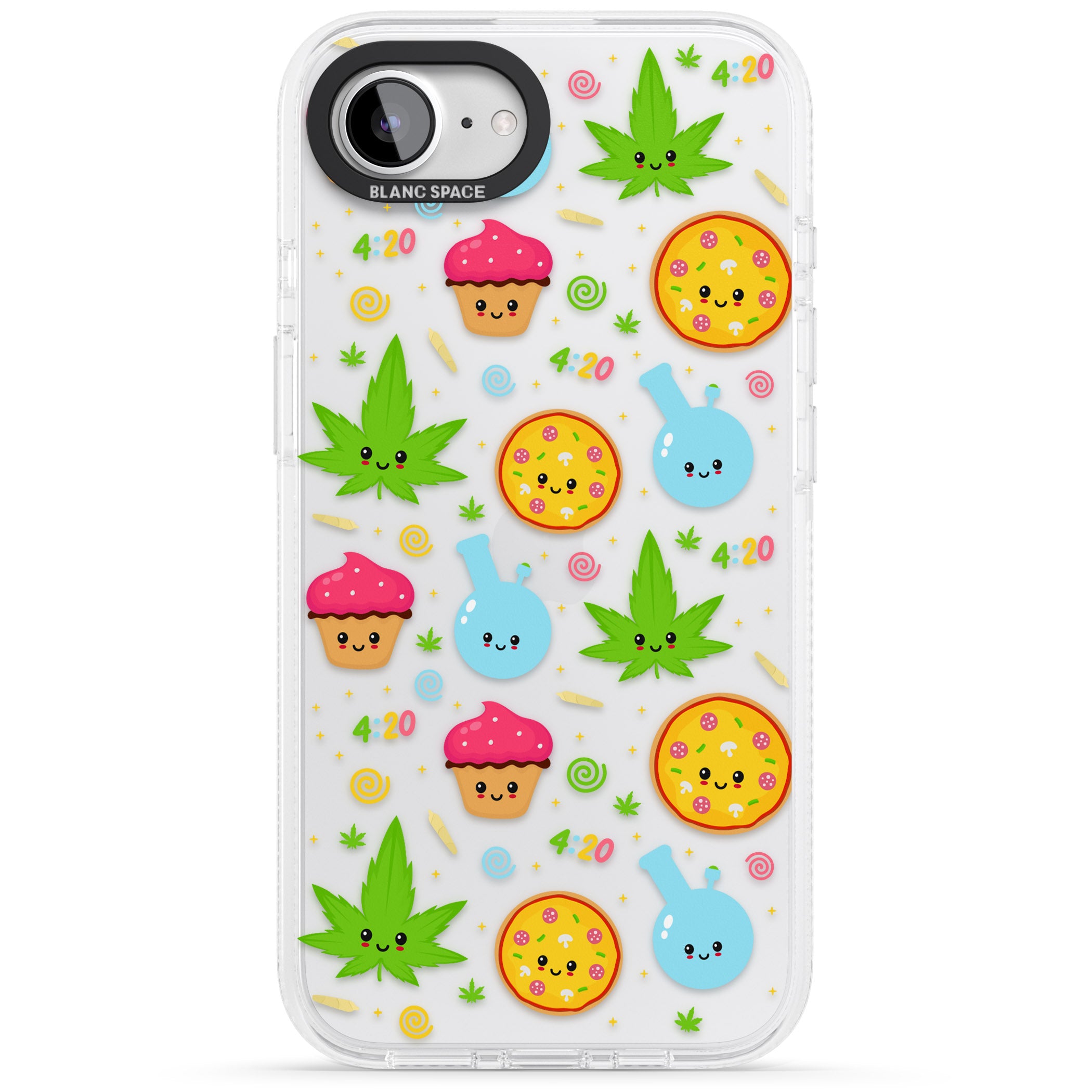 Kawaii Weed Pattern iPhone 16e Clear Case Impact Air - Blanc Space