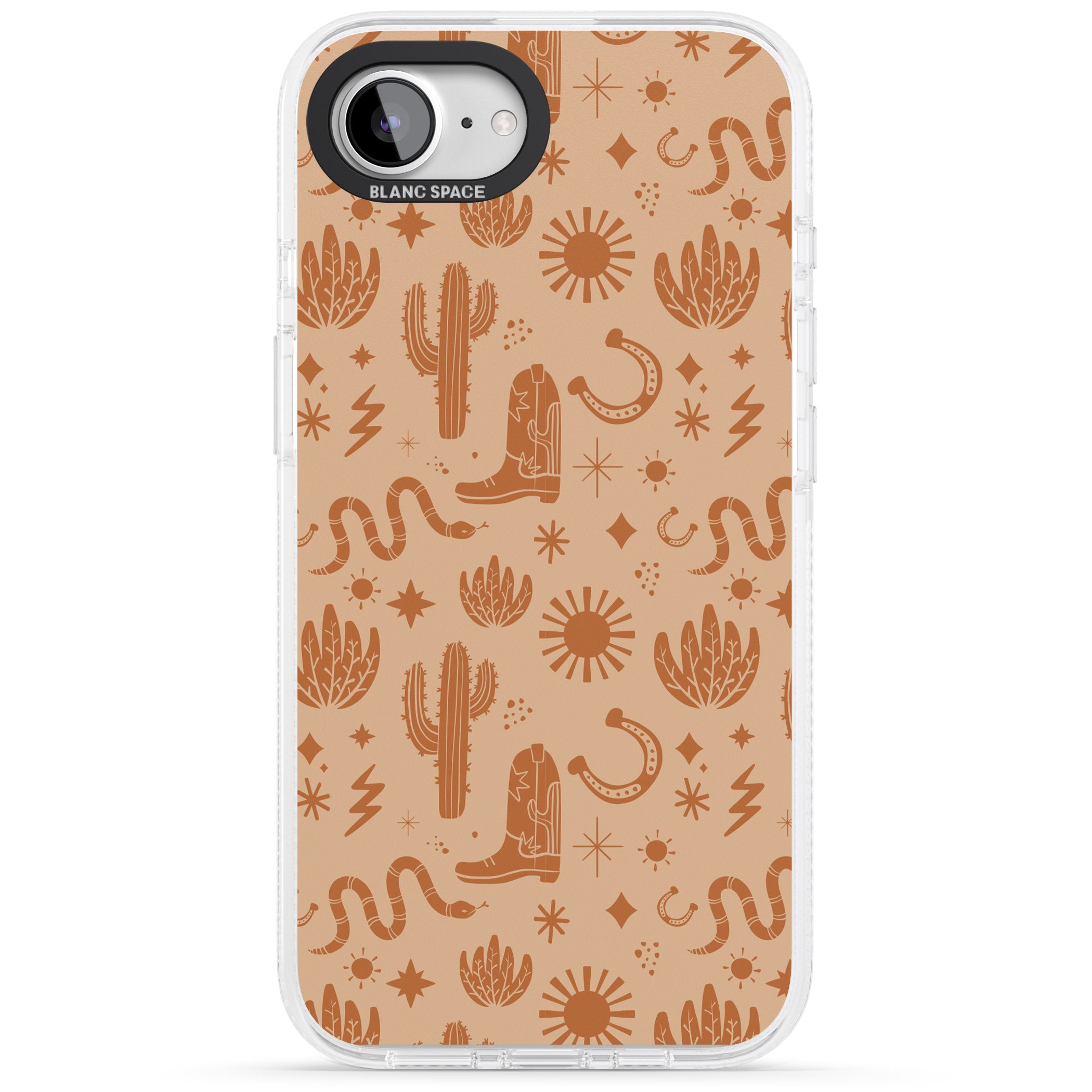 Wild West Pattern iPhone 16e Clear Case Impact Air - Blanc Space
