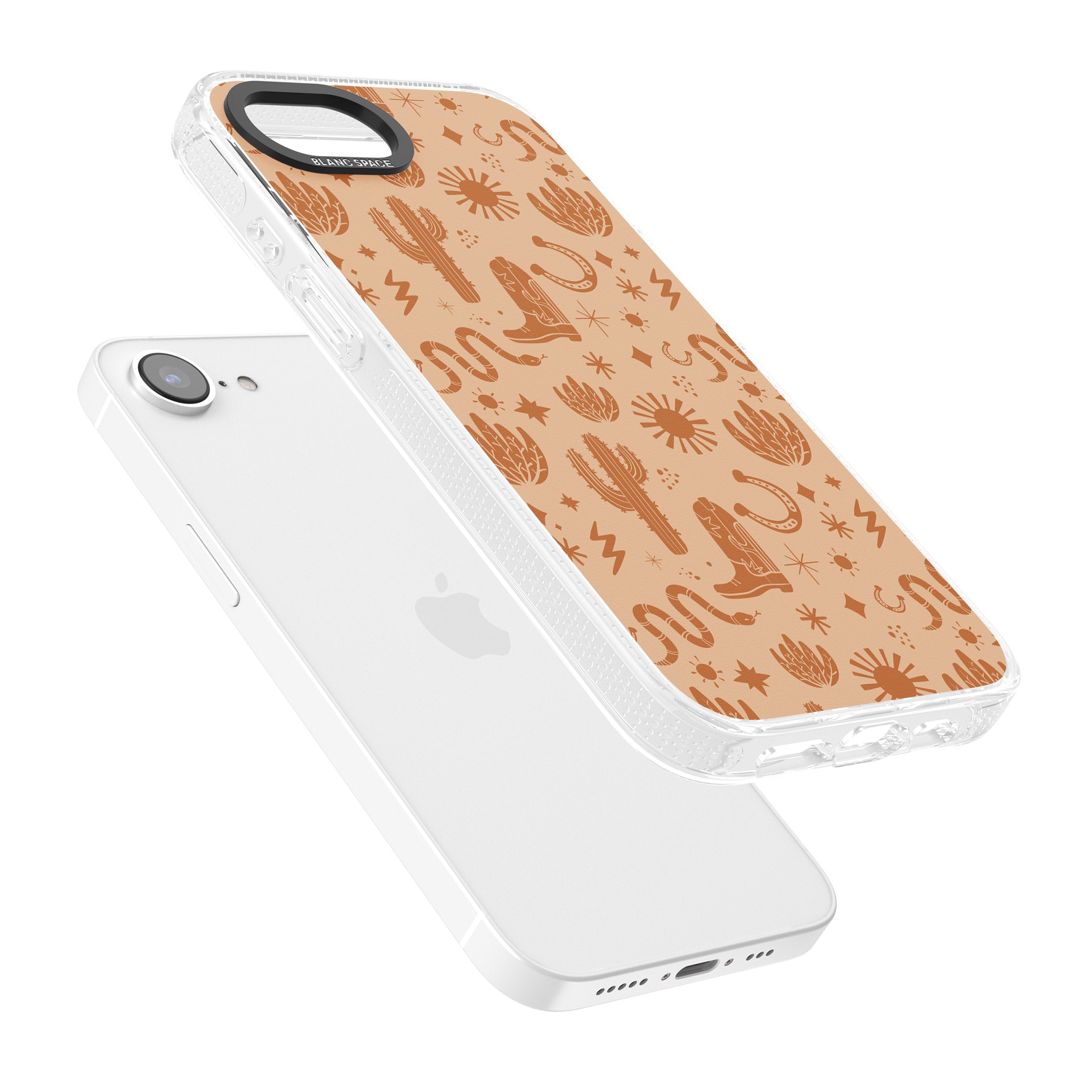 Wild West Pattern iPhone 16e Clear Case Impact Air - Blanc Space