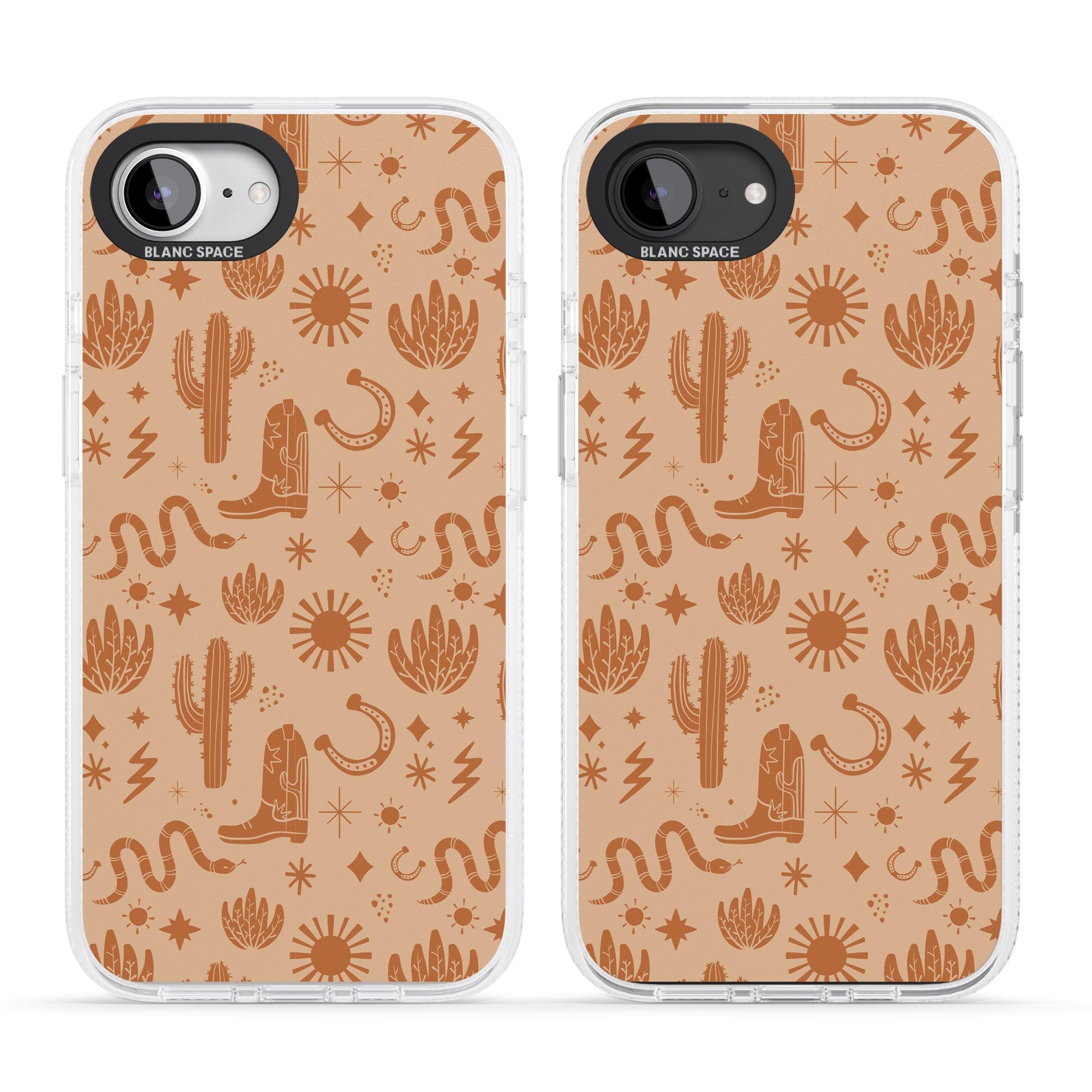 Wild West Pattern iPhone 16e Clear Case Impact Air - Blanc Space