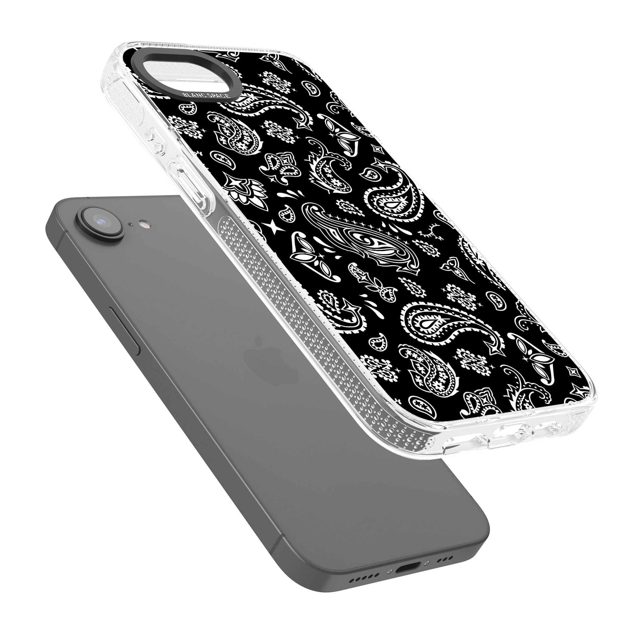 Black Bandana iPhone 16e Clear Case Impact Air - Blanc Space