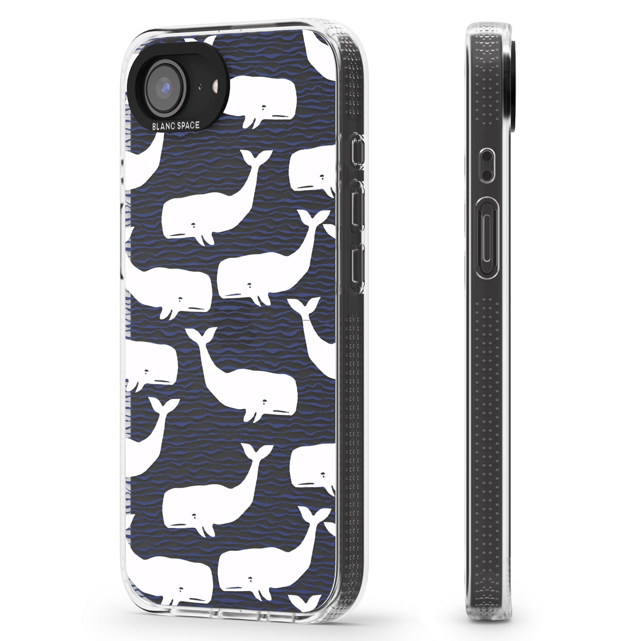 Cute Whales (Transparent) iPhone 16e Clear Case Impact Air - Blanc Space