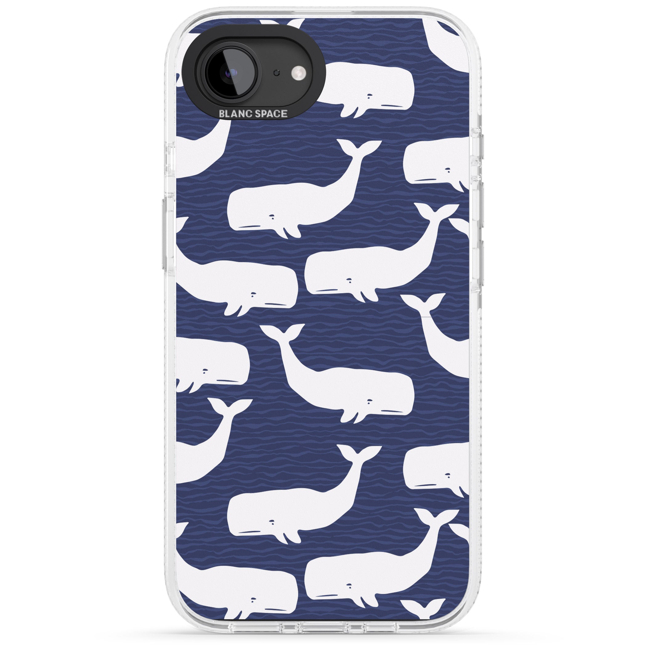 Cute Whales iPhone 16e Clear Case Impact Air - Blanc Space