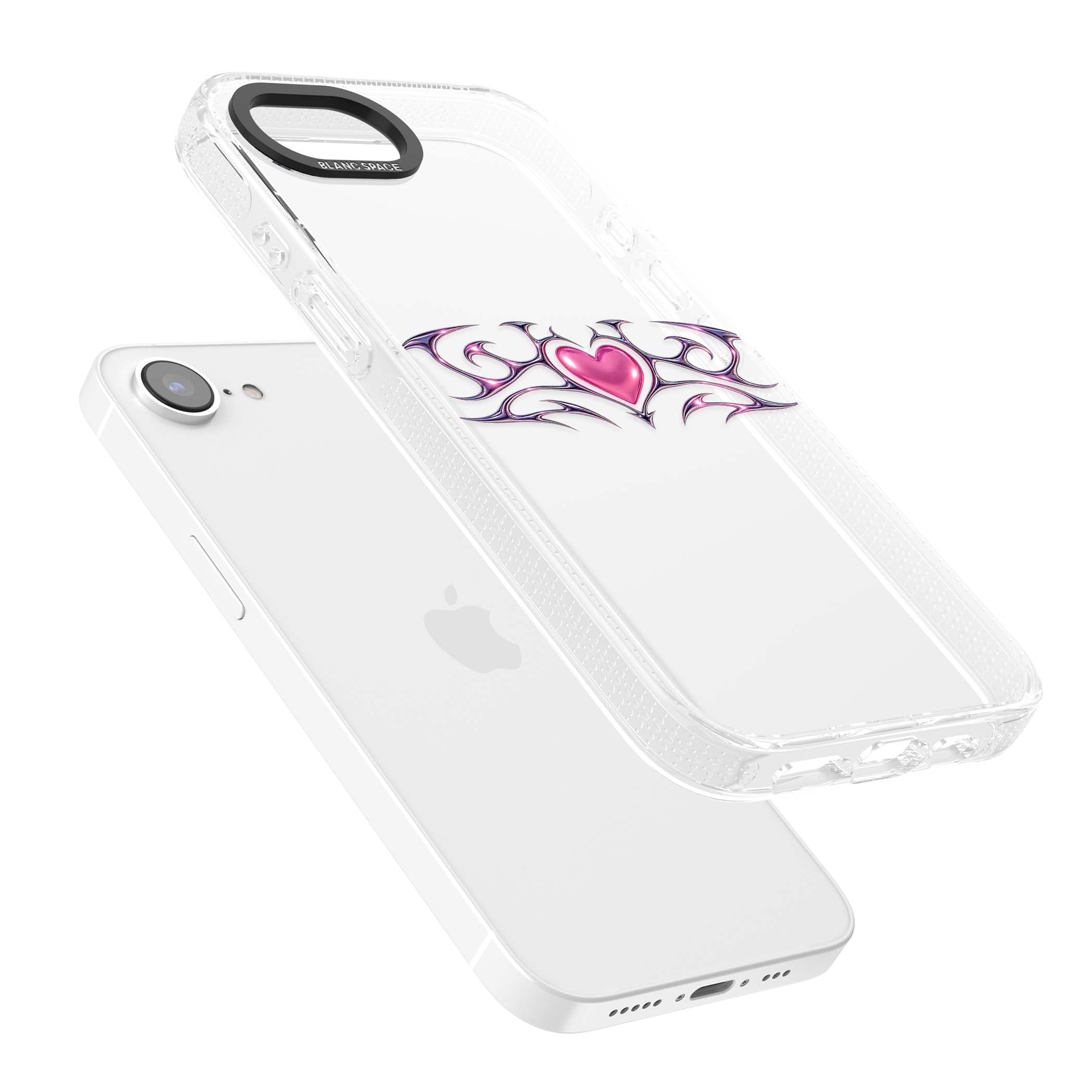 Pink Chrome Heart y2k iPhone case | Clear Case Impact Air case for iPhone 16e, iPhone 17e