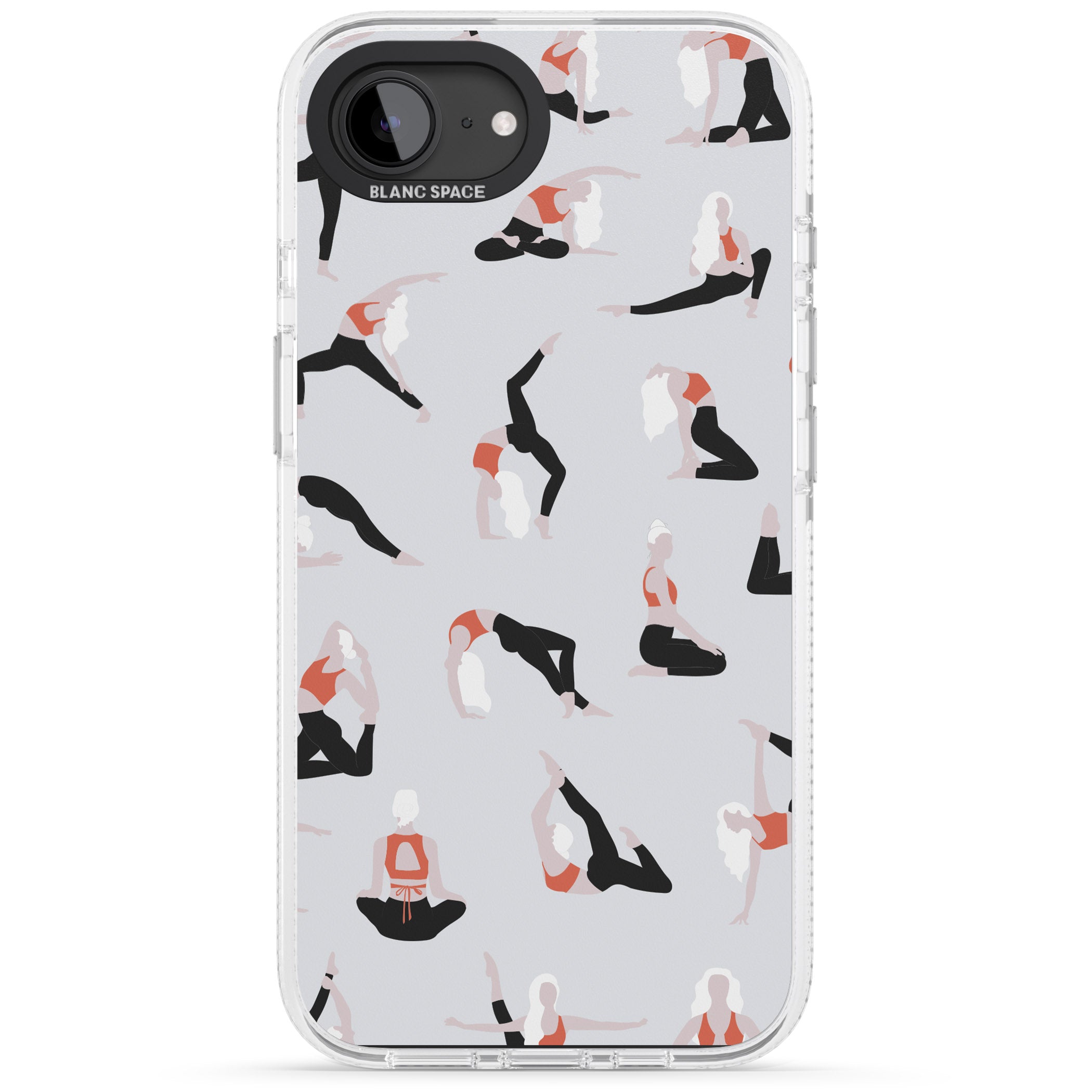 Yoga Poses iPhone 16e Clear Case Impact Air - Blanc Space