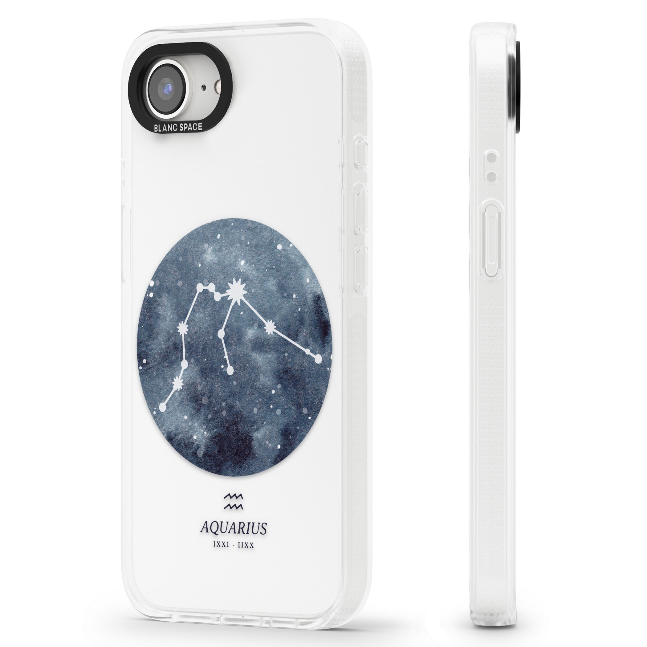 Aquarius Zodiac Transparent Design - Blue iPhone 16e Clear Case Impact Air - Blanc Space