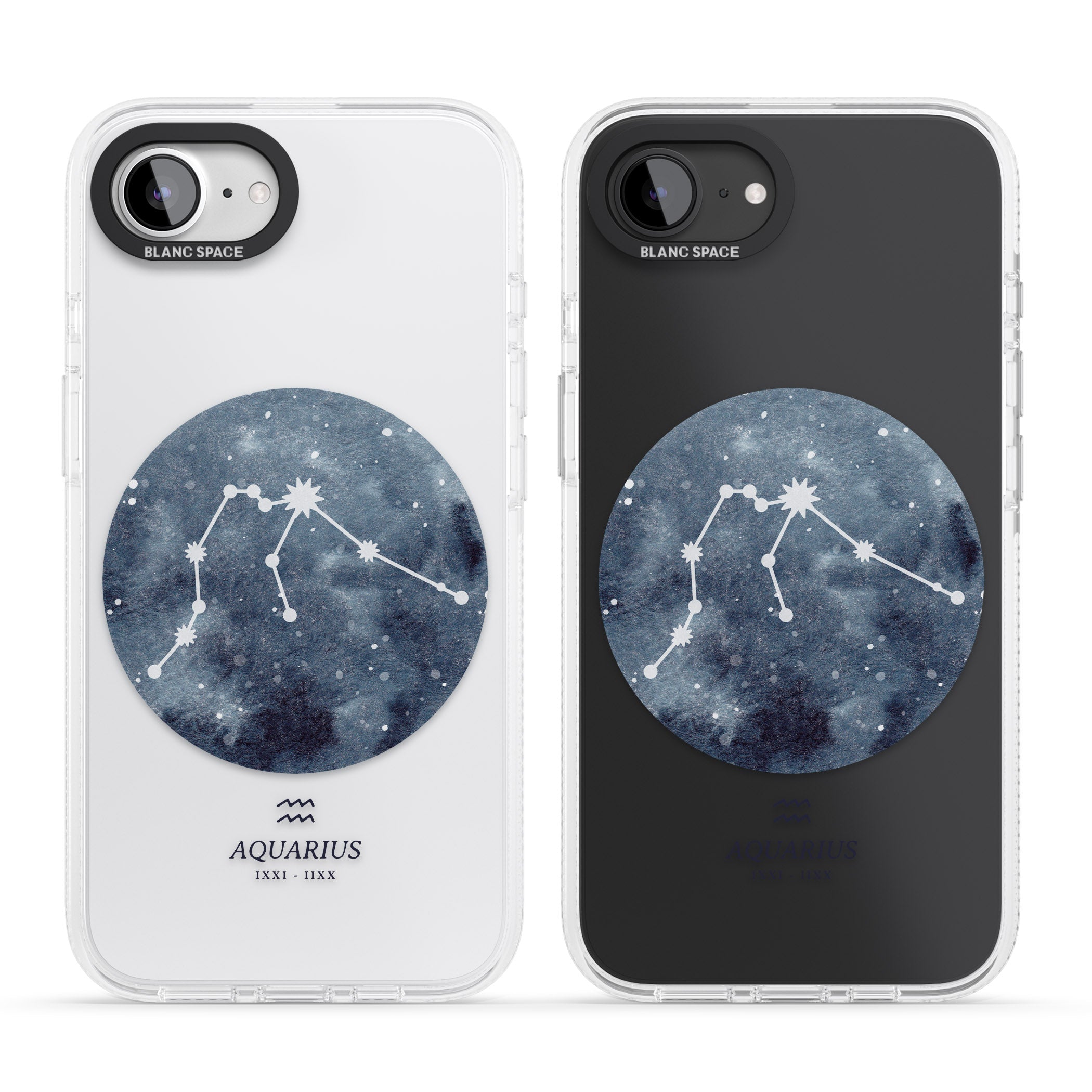 Aquarius Zodiac Transparent Design - Blue iPhone 16e Clear Case Impact Air - Blanc Space