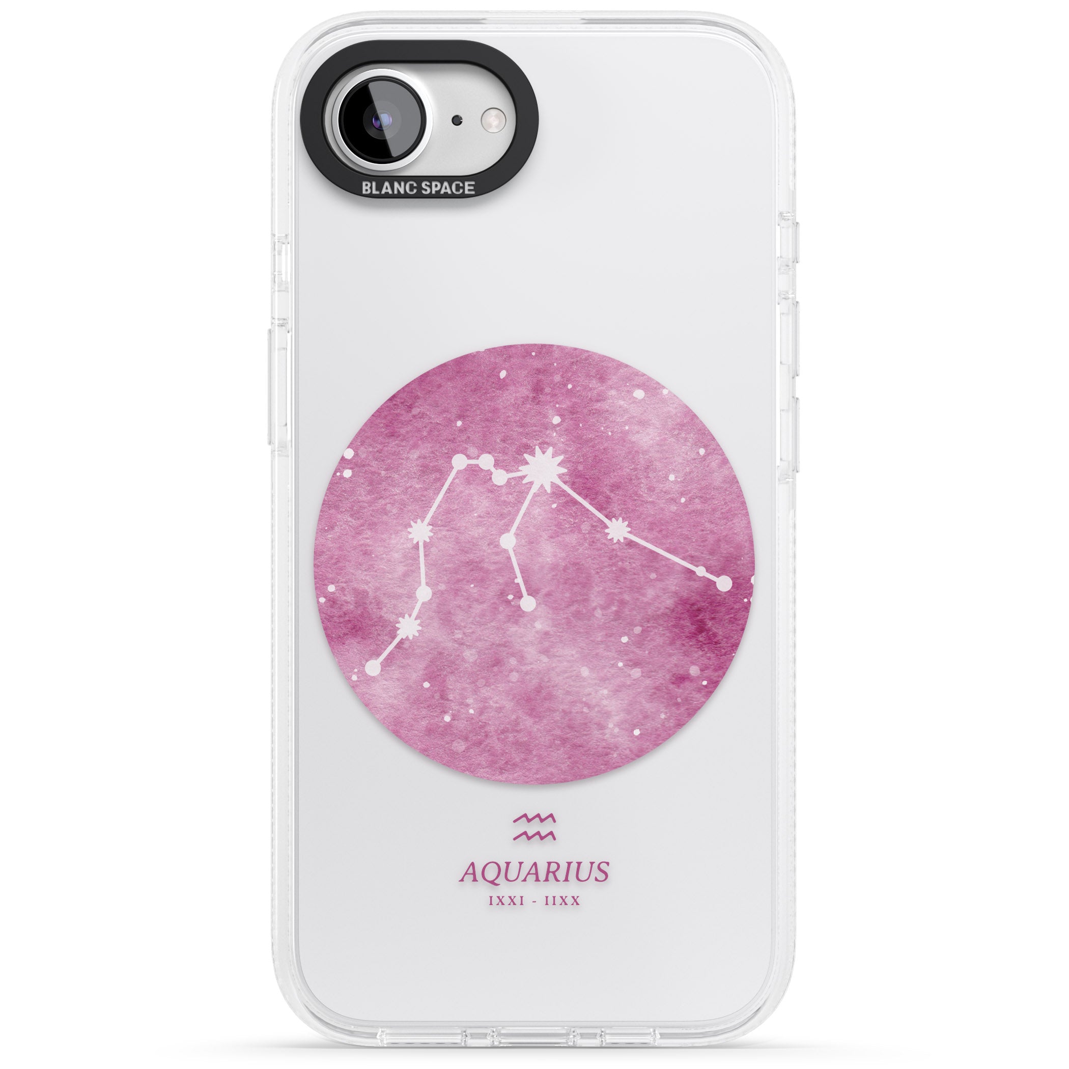 Aquarius Zodiac Transparent Design - Pink iPhone 16e Clear Case Impact Air - Blanc Space