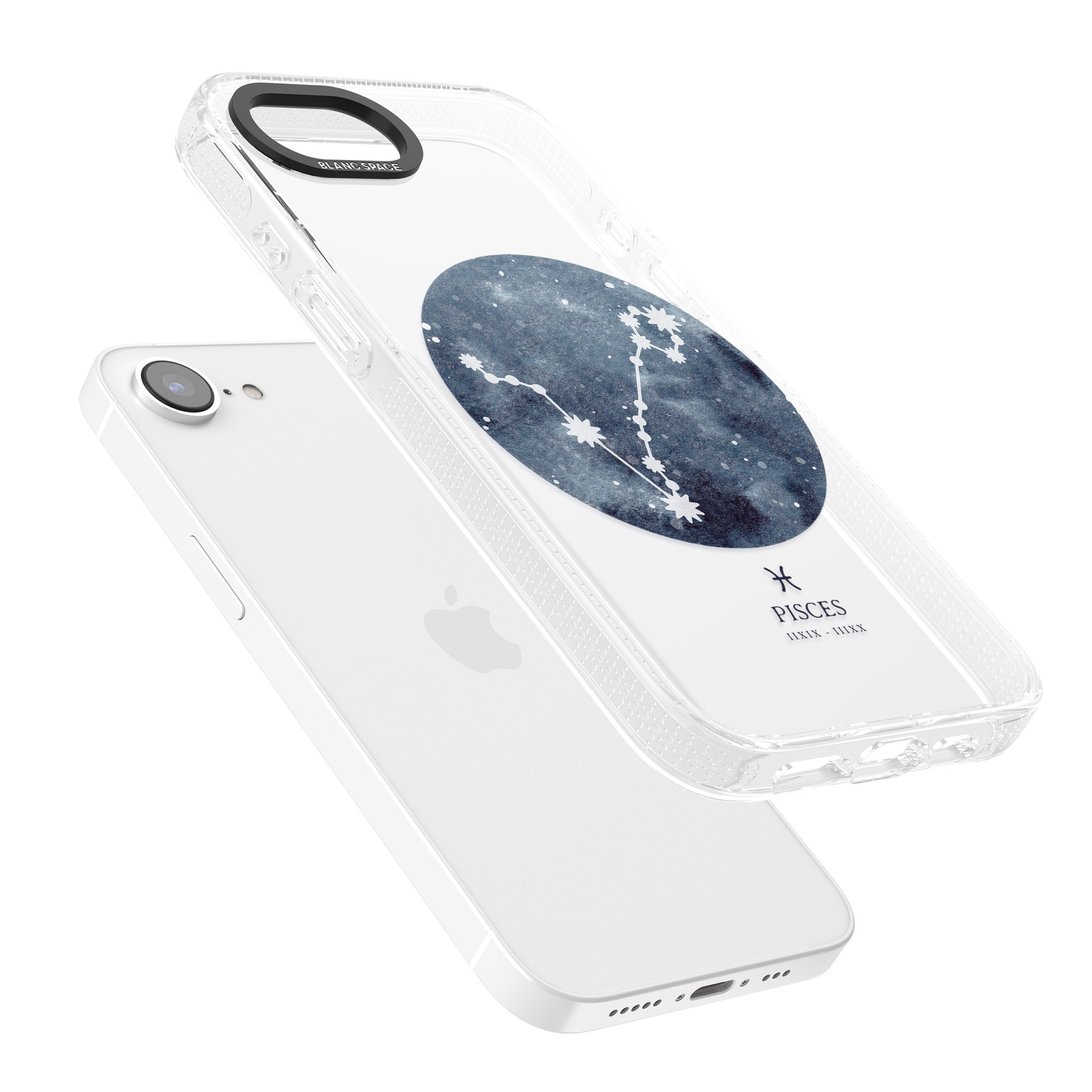 Pisces Zodiac Transparent Design - Blue iPhone 16e Clear Case Impact Air - Blanc Space