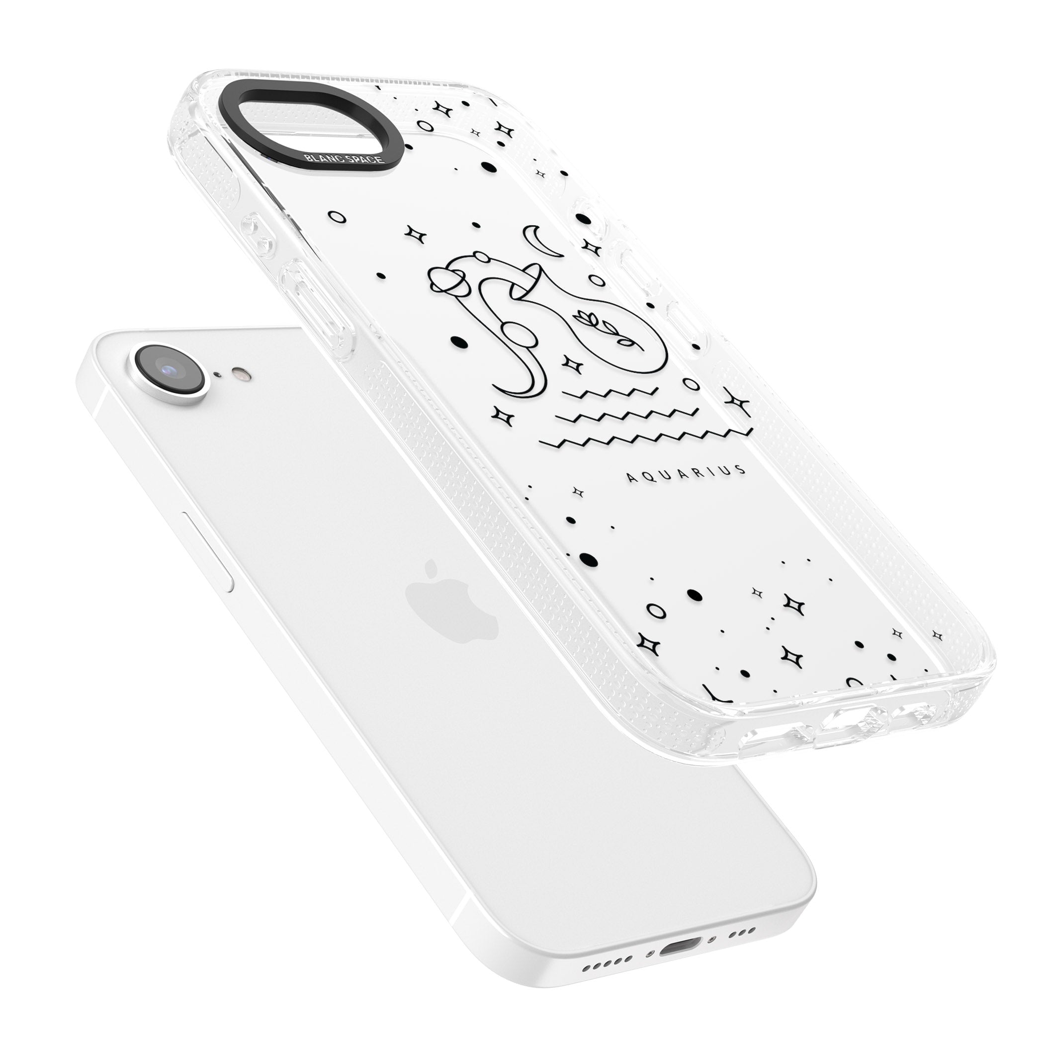 Aquarius Emblem - Transparent Design iPhone 16e Clear Case Impact Air - Blanc Space