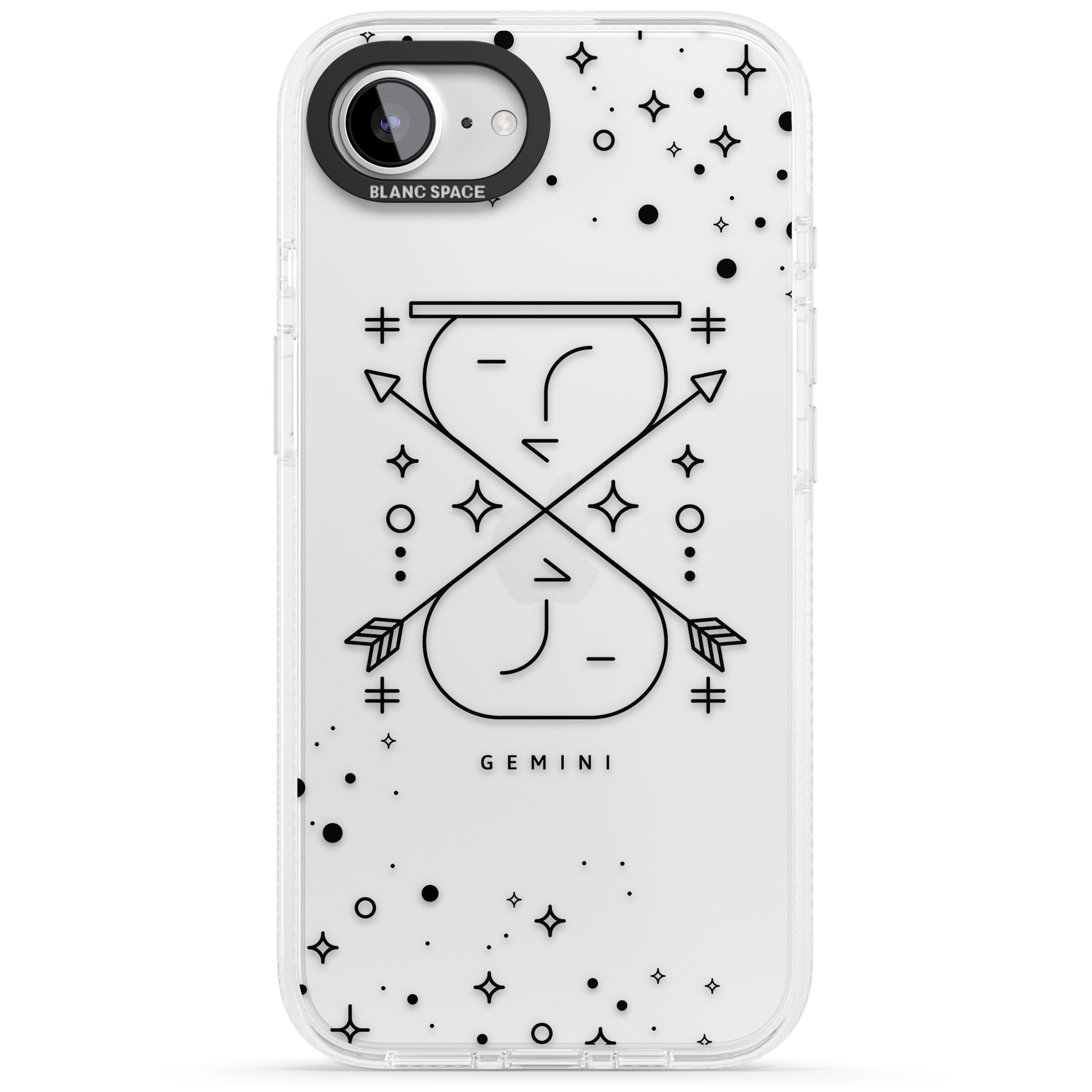 Gemini Emblem - Transparent Design iPhone 16e Clear Case Impact Air - Blanc Space