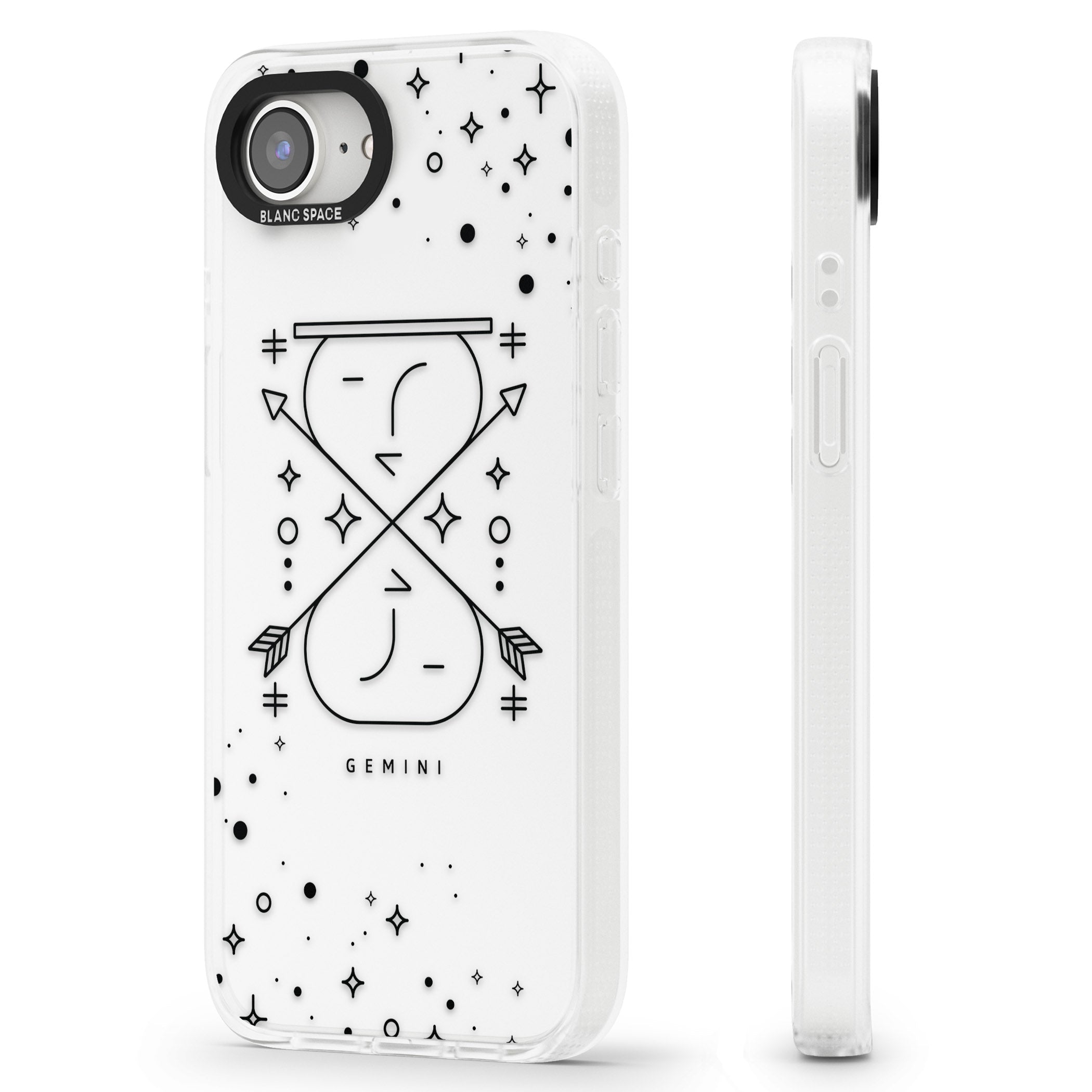 Gemini Emblem - Transparent Design iPhone 16e Clear Case Impact Air - Blanc Space