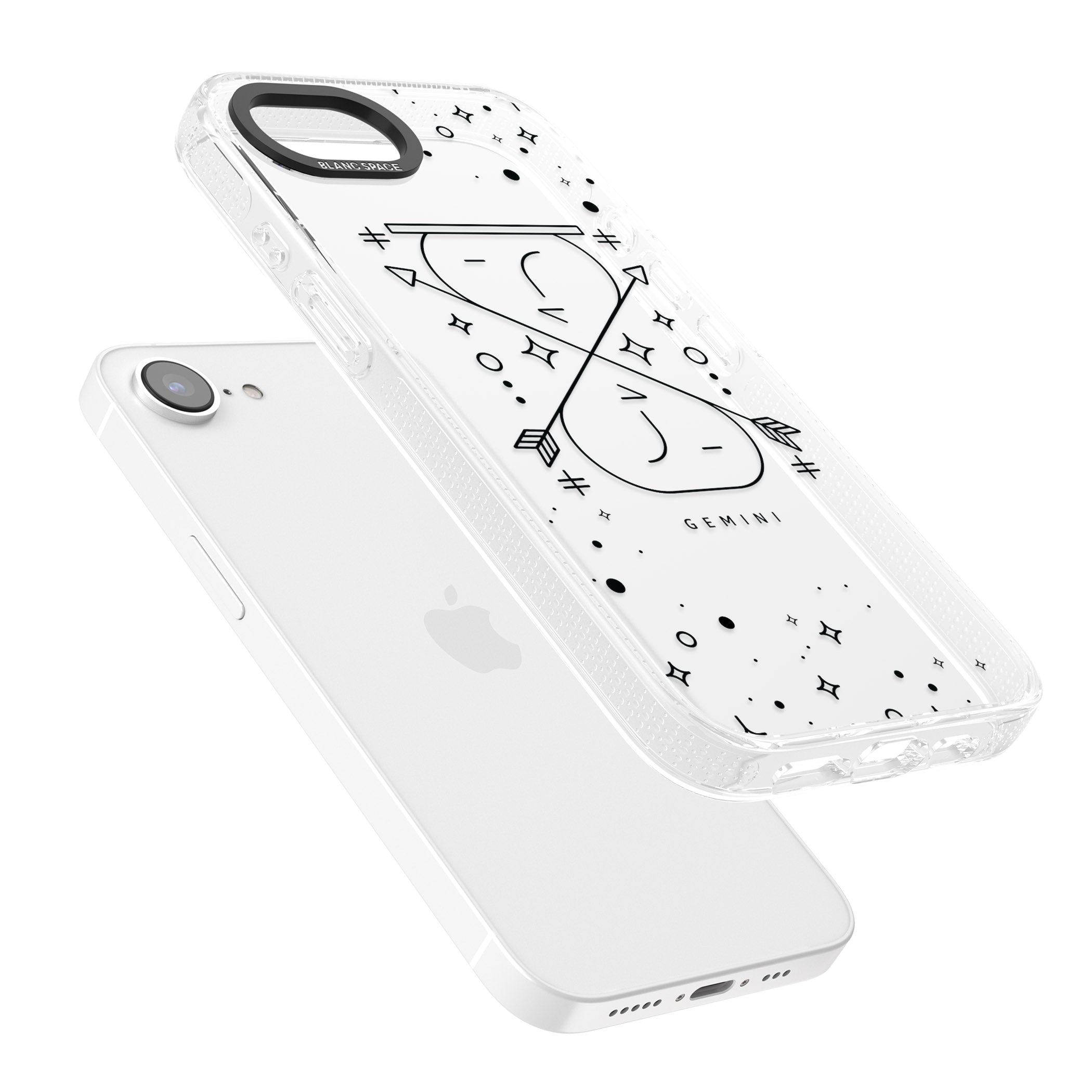 Gemini Emblem - Transparent Design iPhone 16e Clear Case Impact Air - Blanc Space