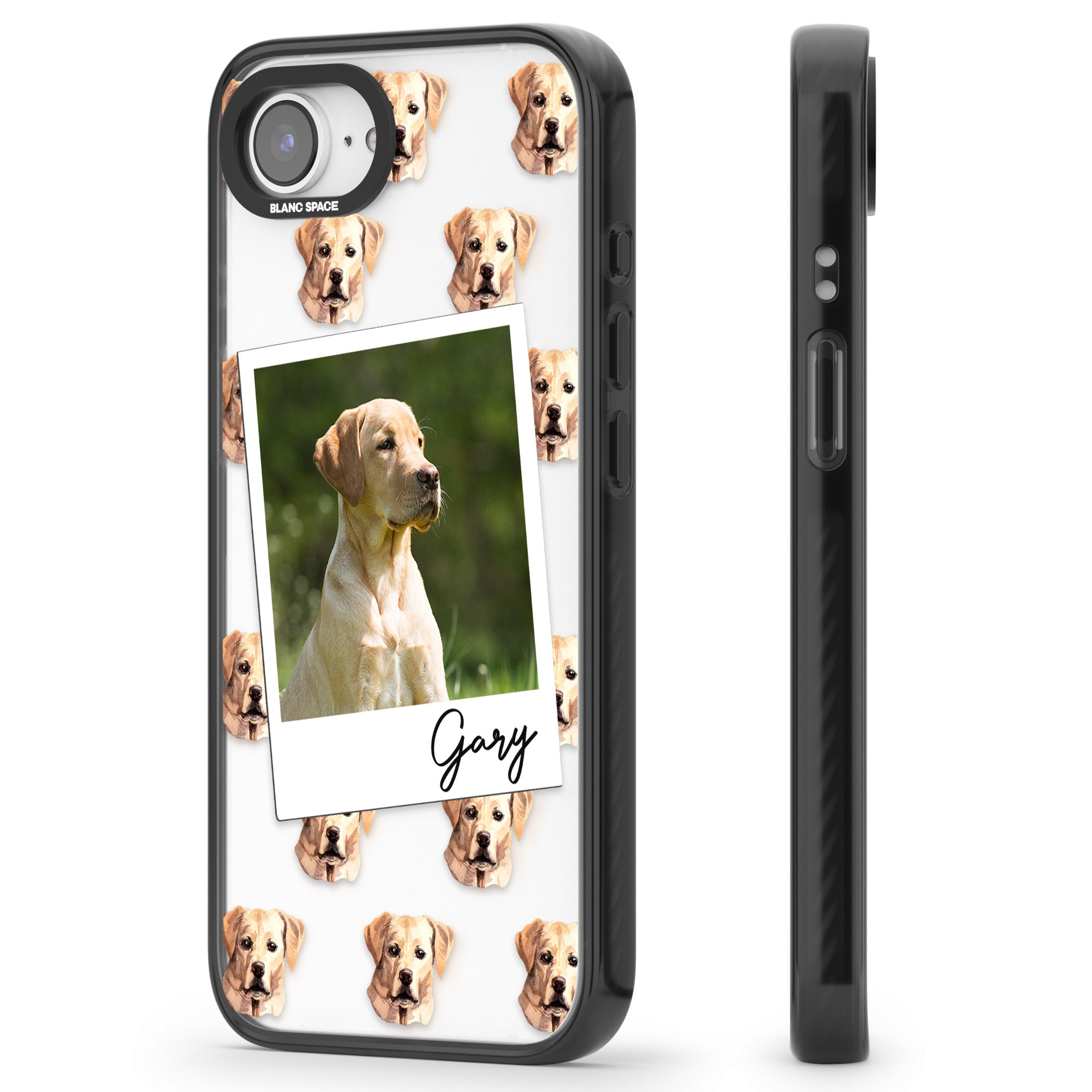 Personalised Tan Black Labrador Instant Camera Photo