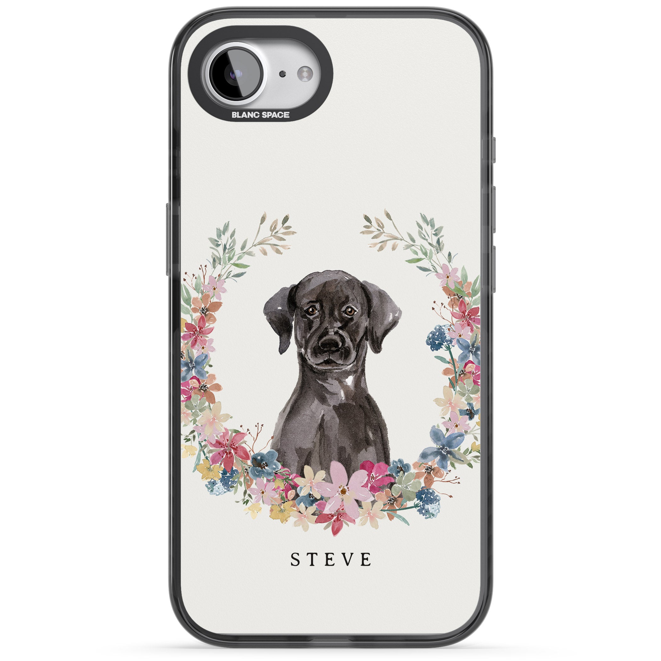 Personalised Black Labrador Floral Portrait