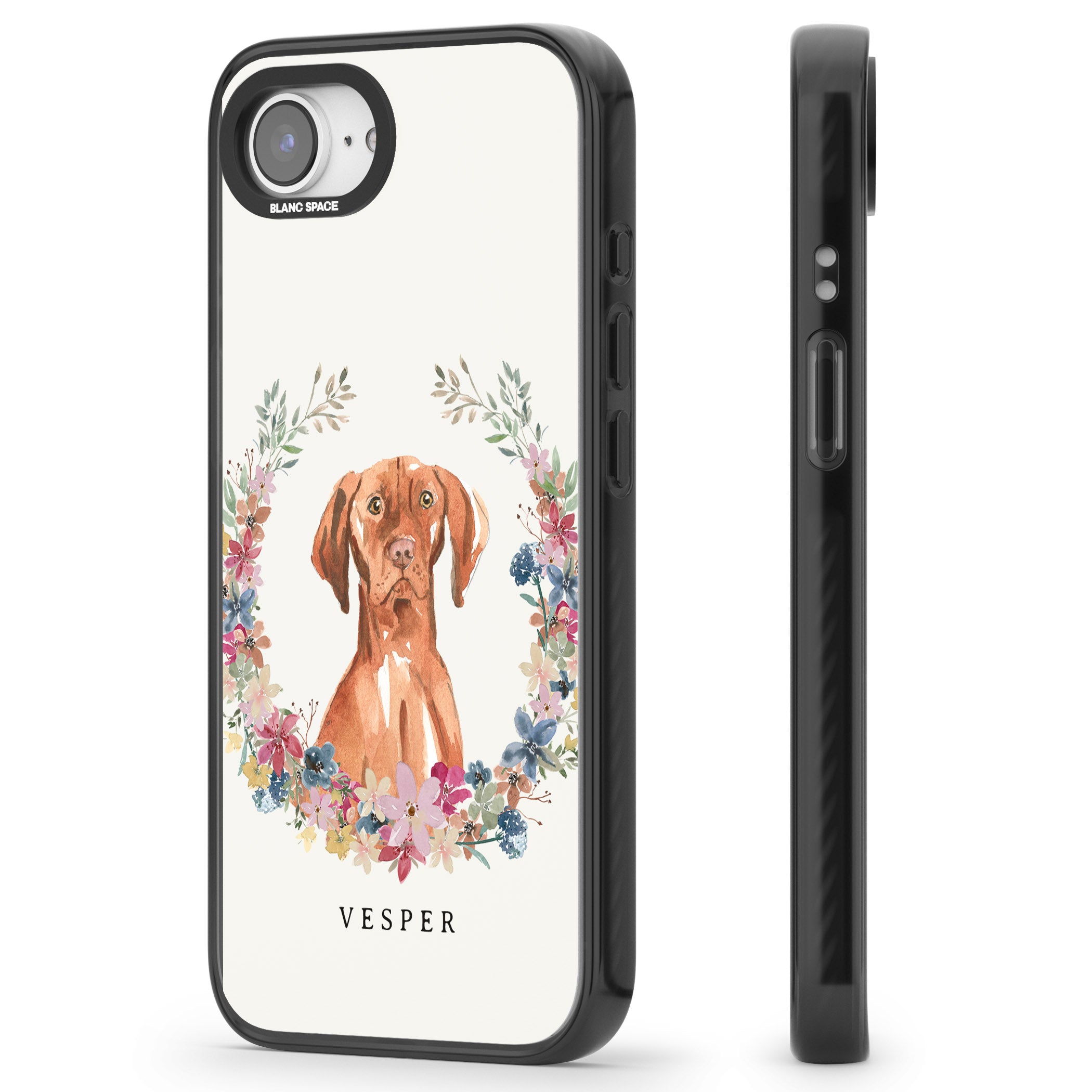 Personalised Hungarian Vizsla Floral Portrait