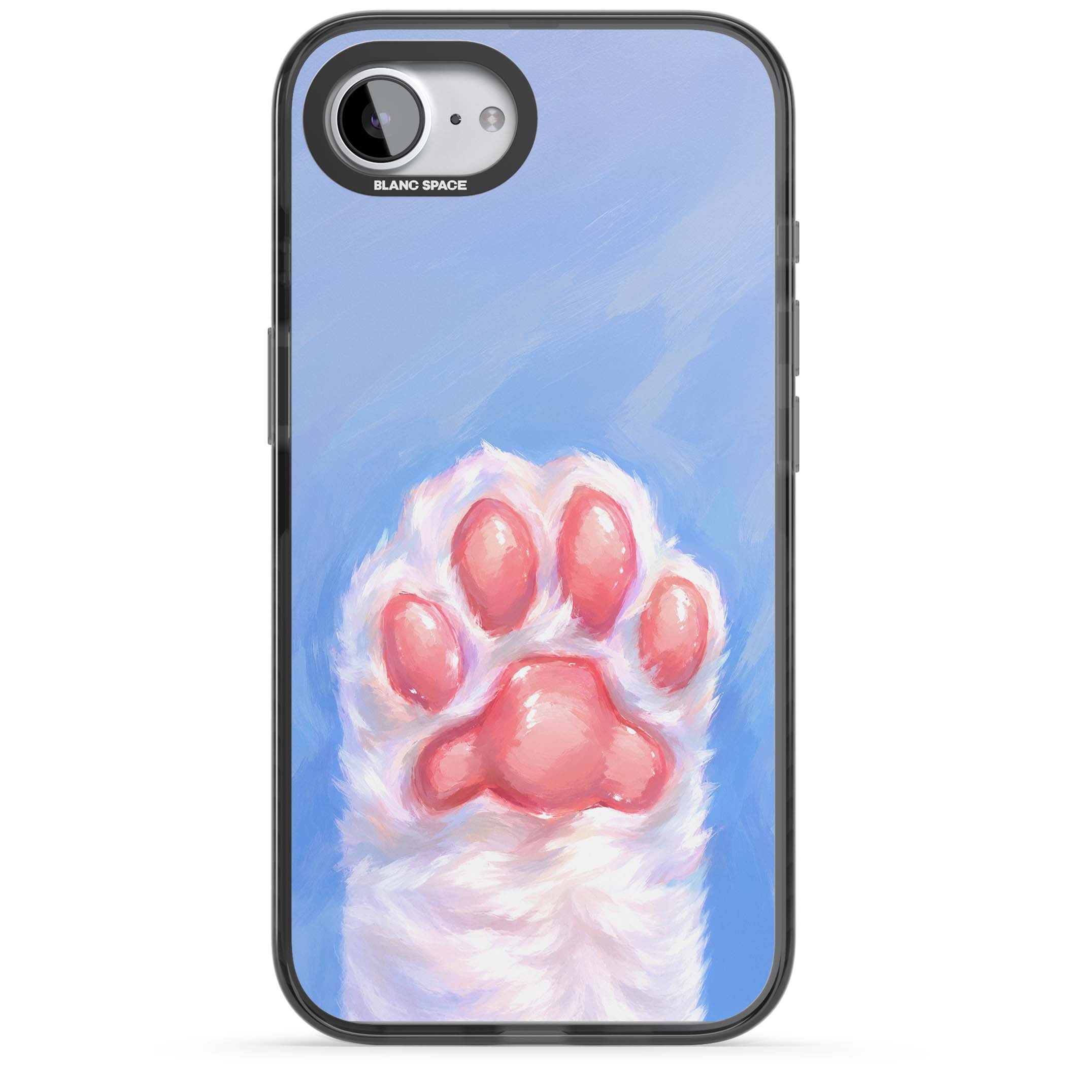 Soft White Paw cute iPhone case | Black Impact case for iPhone 16e, iPhone 17e