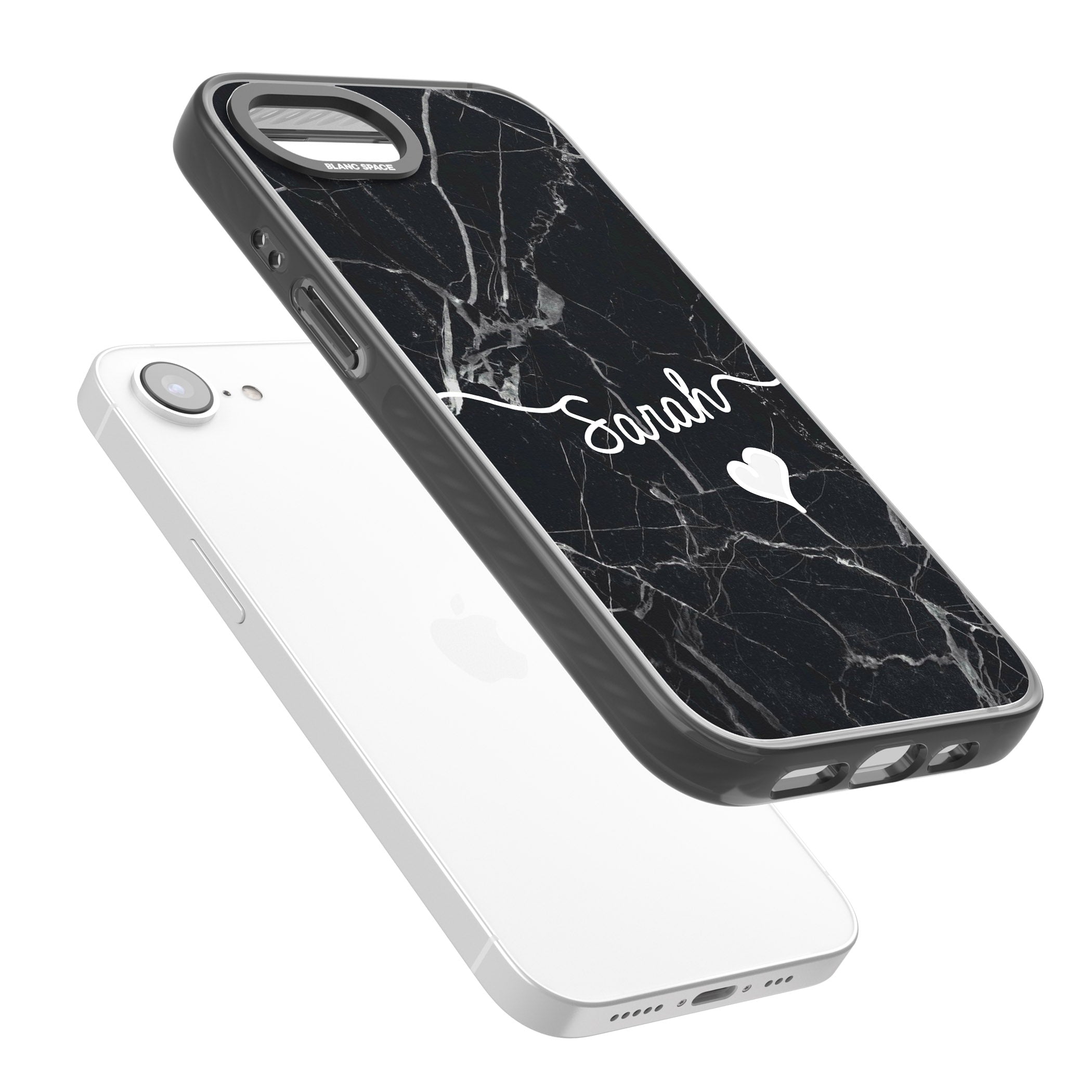 Personalised Black Marble Heart