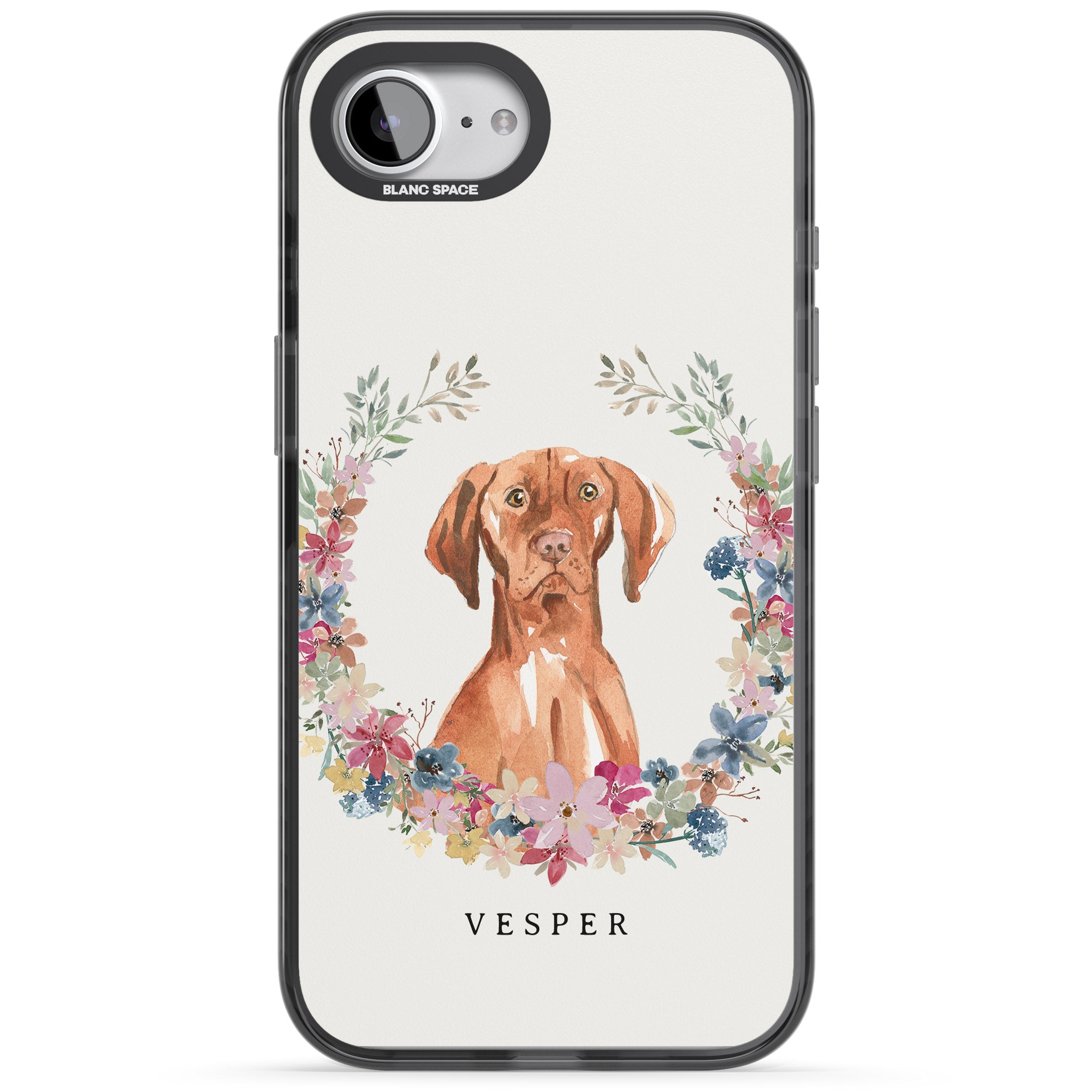 Personalised Hungarian Vizsla Floral Portrait