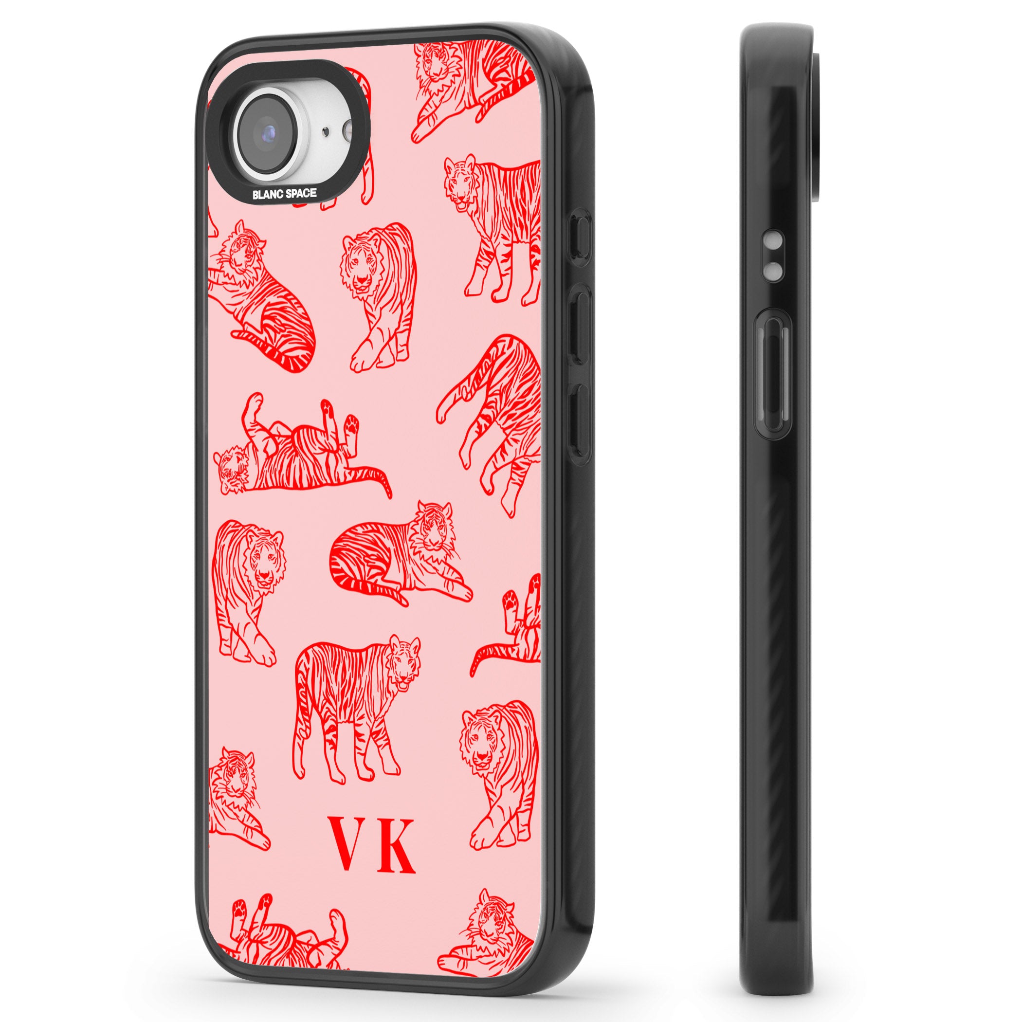 Personalised Red Tiger Outlines On Pink
