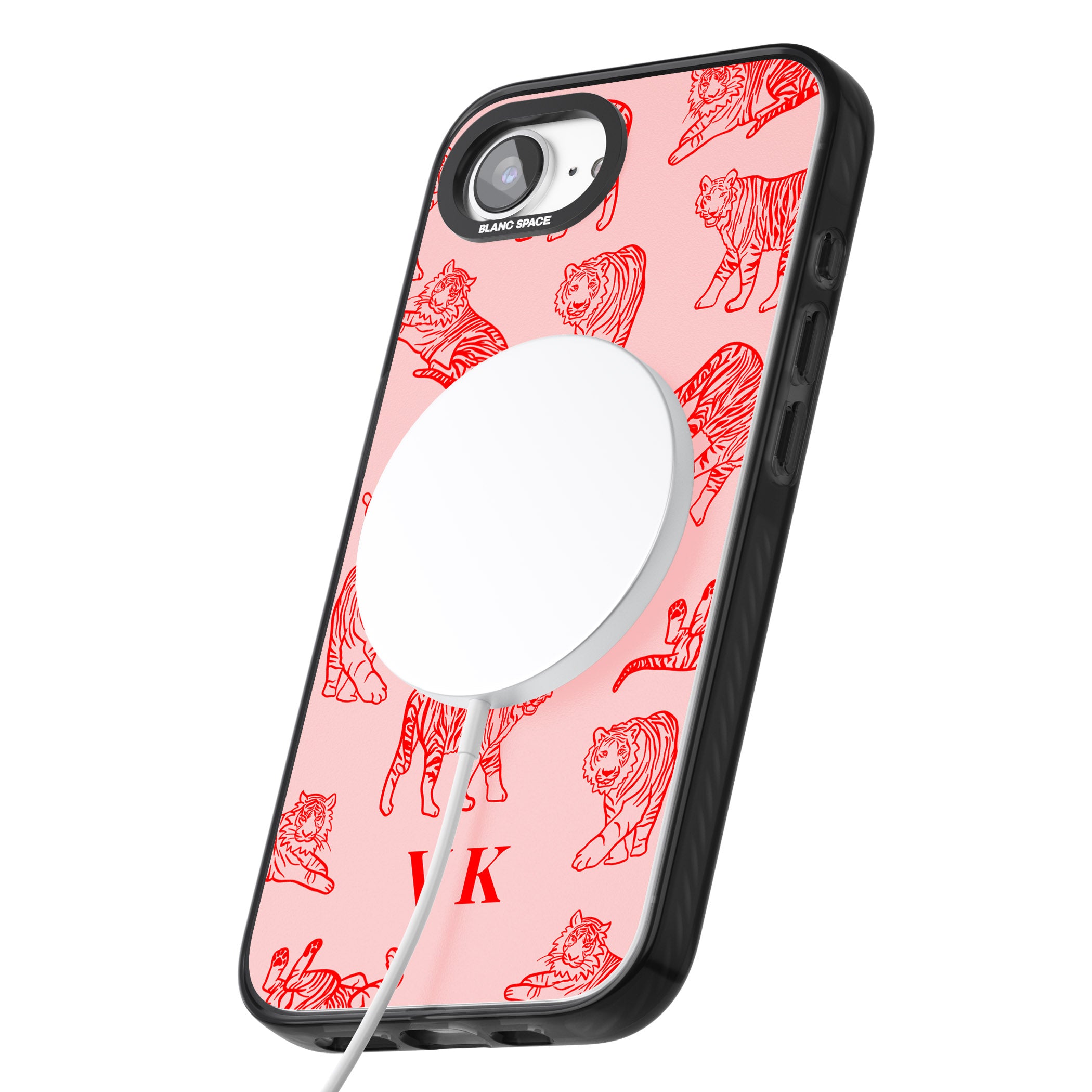 Personalised Red Tiger Outlines On Pink