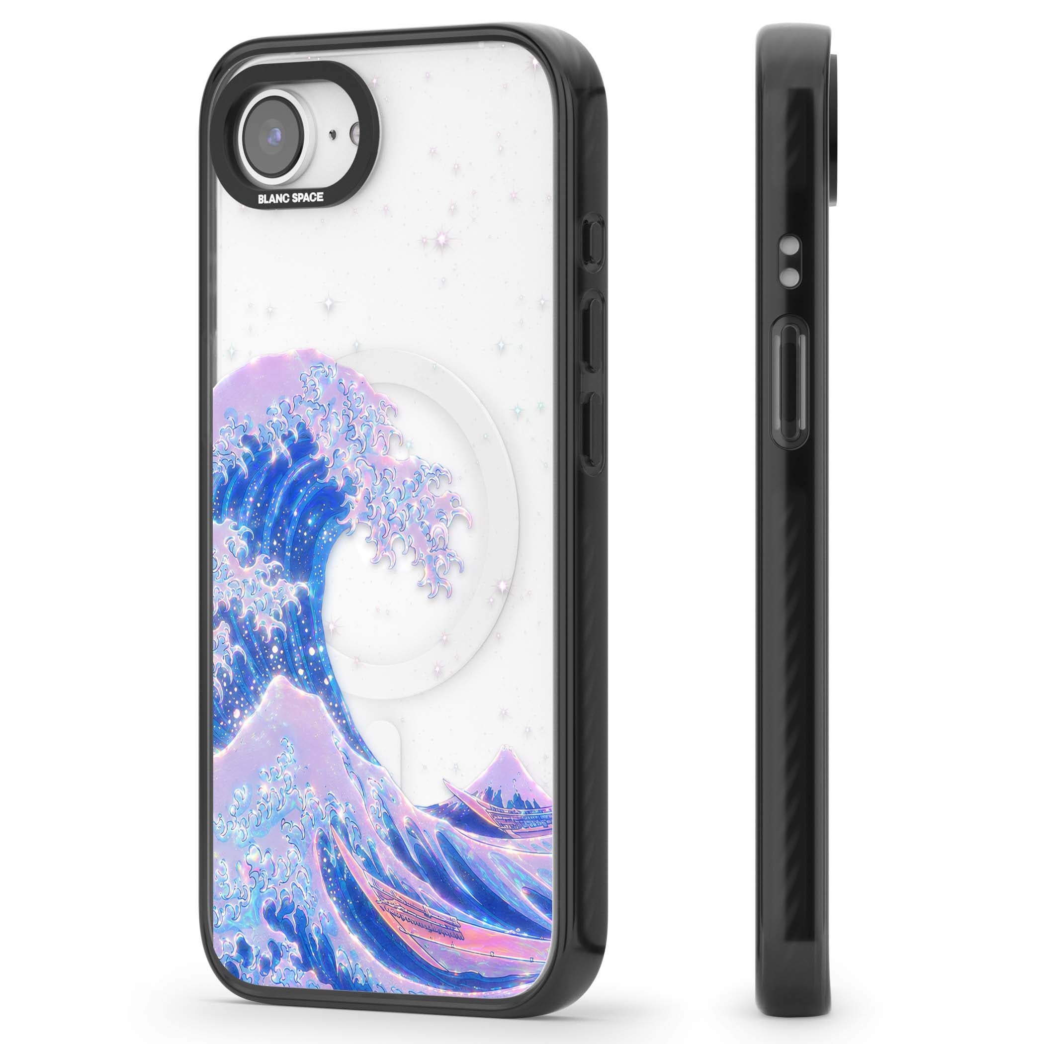 The Great Wave In Opal japanese iPhone case | Black Impact Magsafe case for iPhone 16e, iPhone 17e
